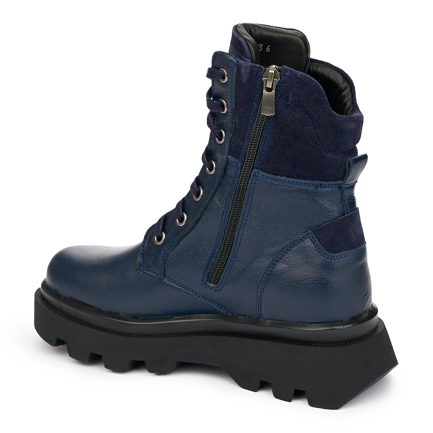 Ghete Dama Piele Naturala Bleumarin Casual cu Siret 12087 - Image 2