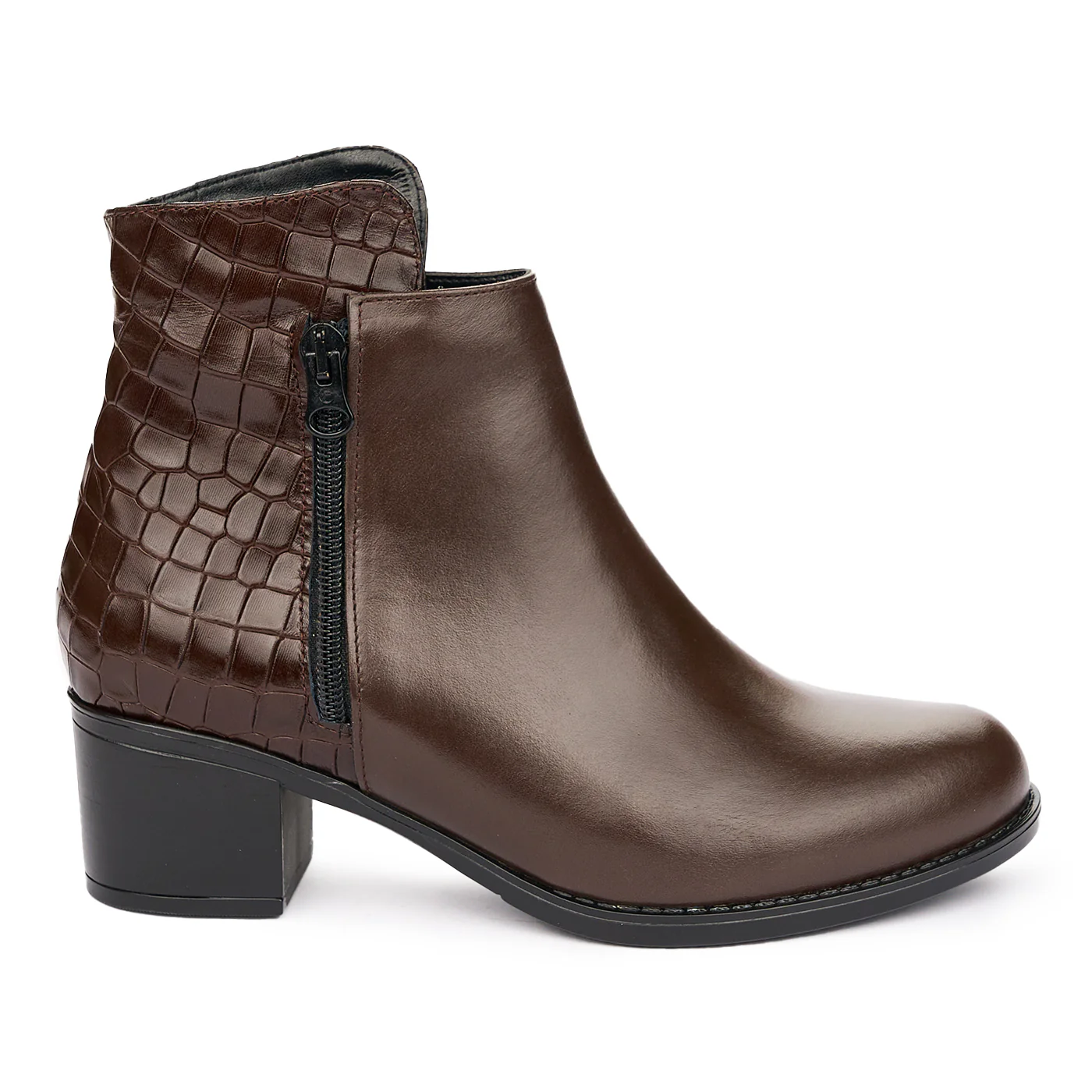 Ghete Dama Piele Naturala Elegante Toc 5 Cm Maro 10954