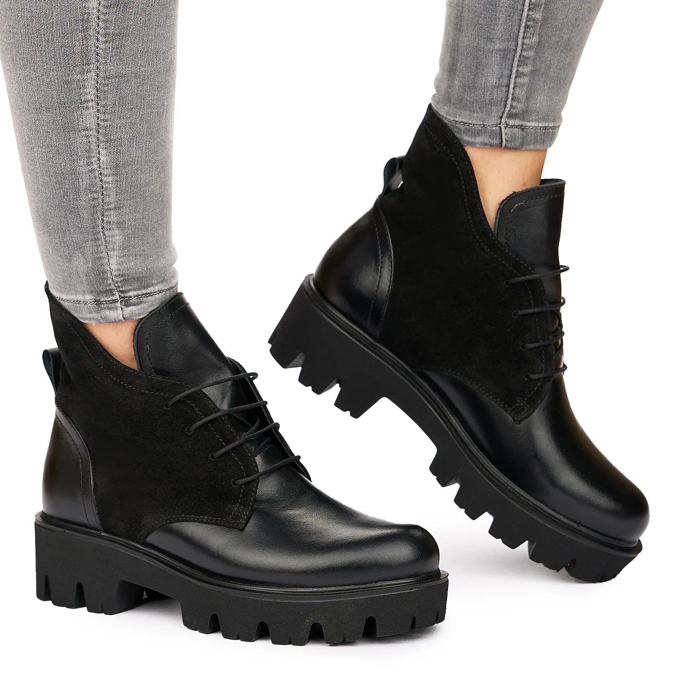 Ghete Dama Piele Naturala Imblanite Negre 3925 - Image 2