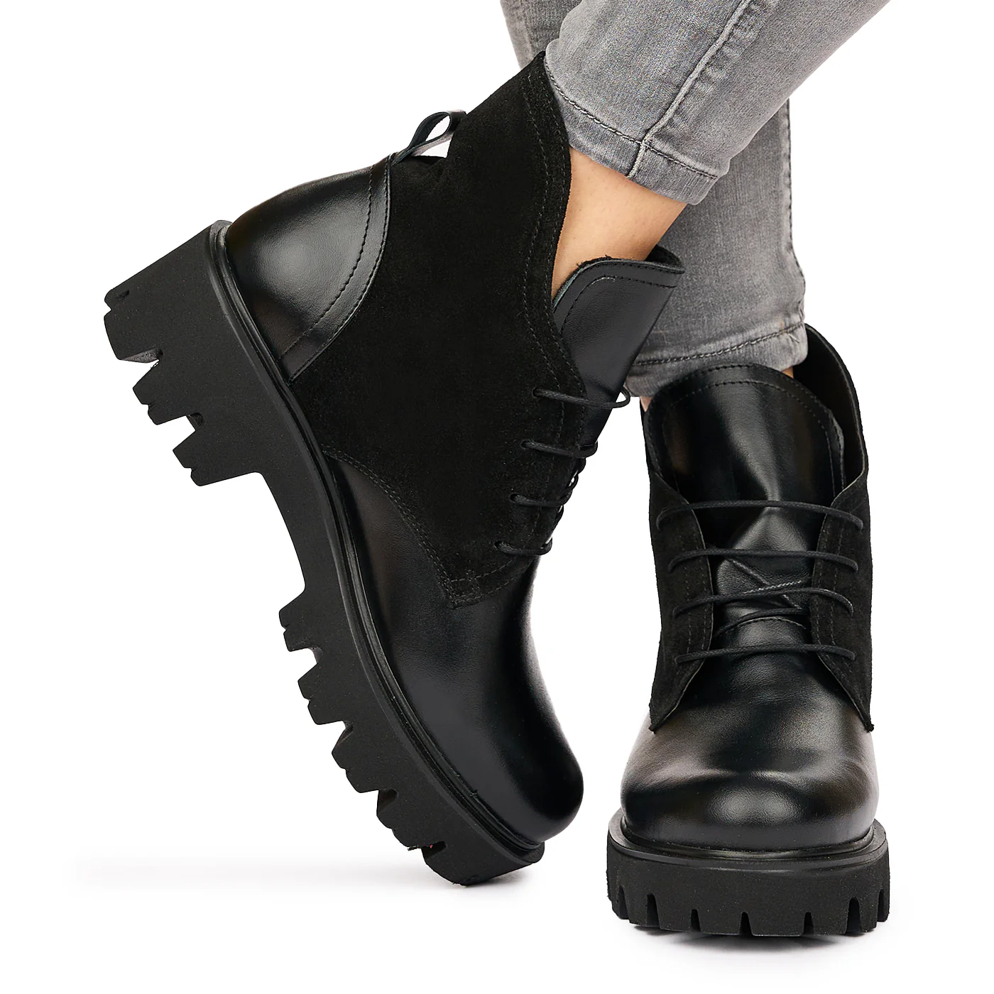 Ghete Dama Piele Naturala Imblanite Negre 3925 - Image 3