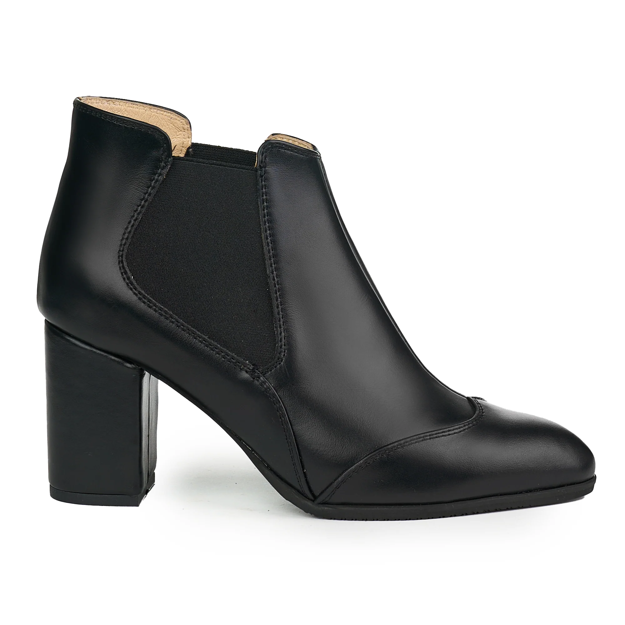 Ghete Dama Piele Toc 8 Cm Casual Negre 12085