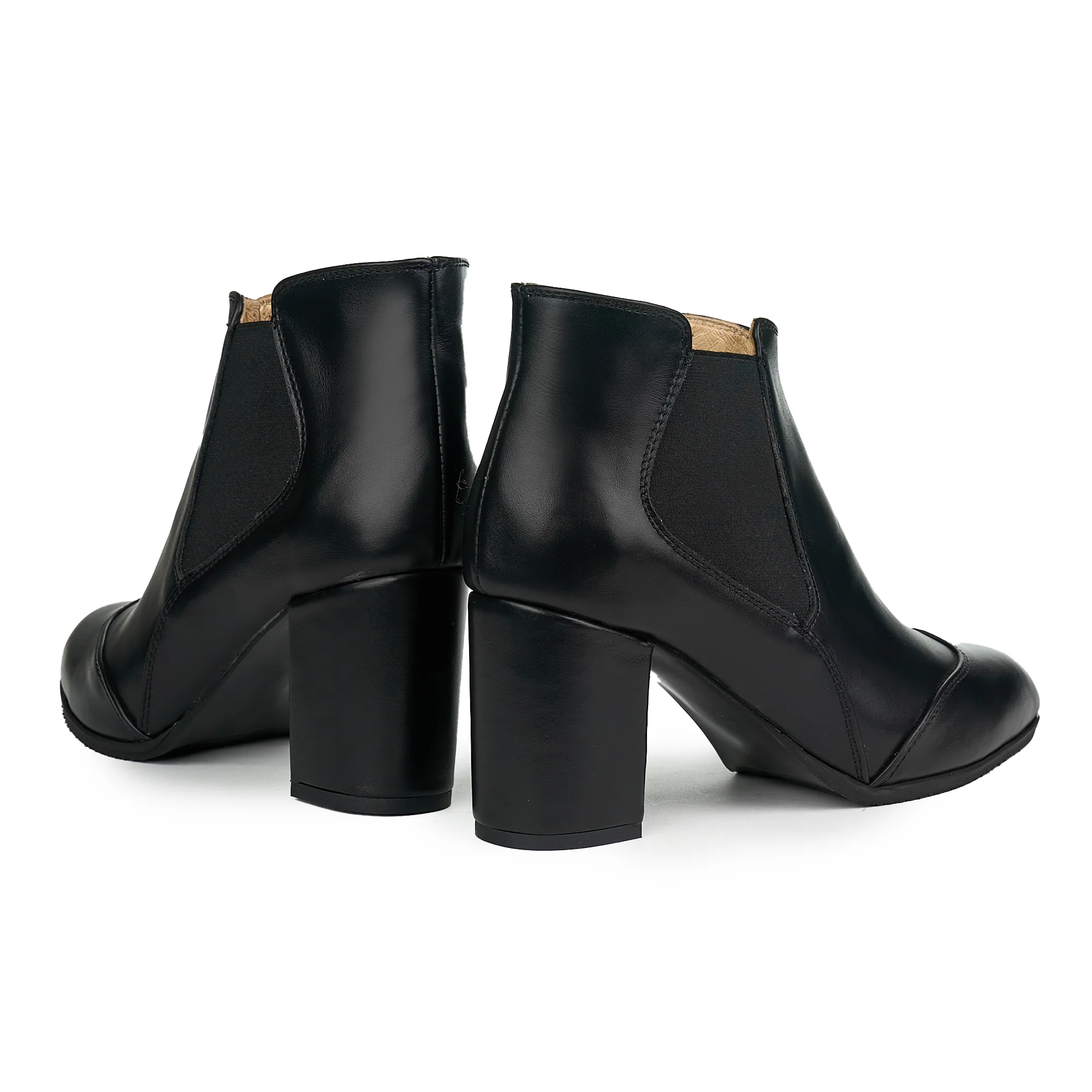Ghete Dama Piele Toc 8 Cm Casual Negre 12085 - Image 3