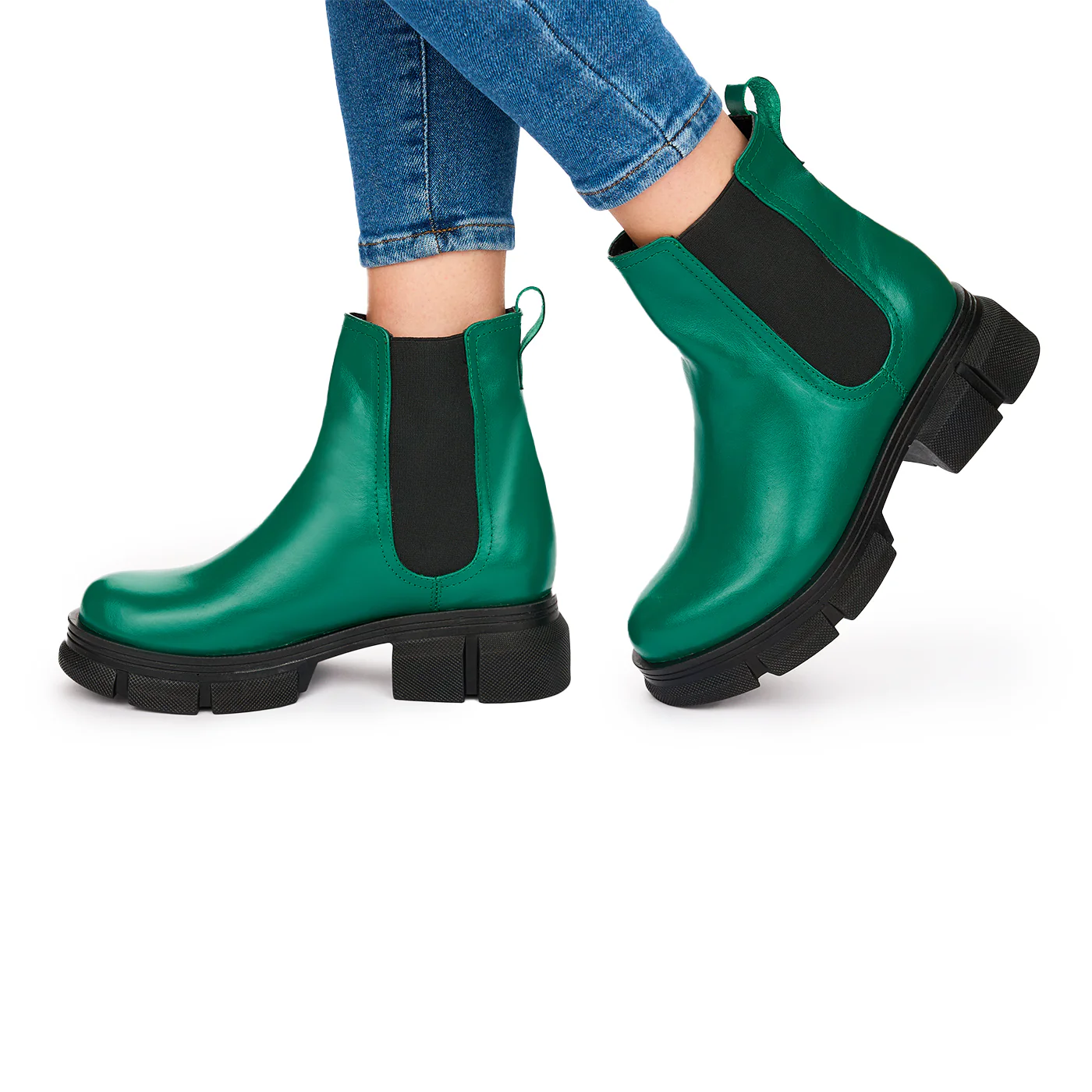 Ghete Dama Verzi din Piele Naturala Talpa 5 Cm Casual 10822 - Image 3