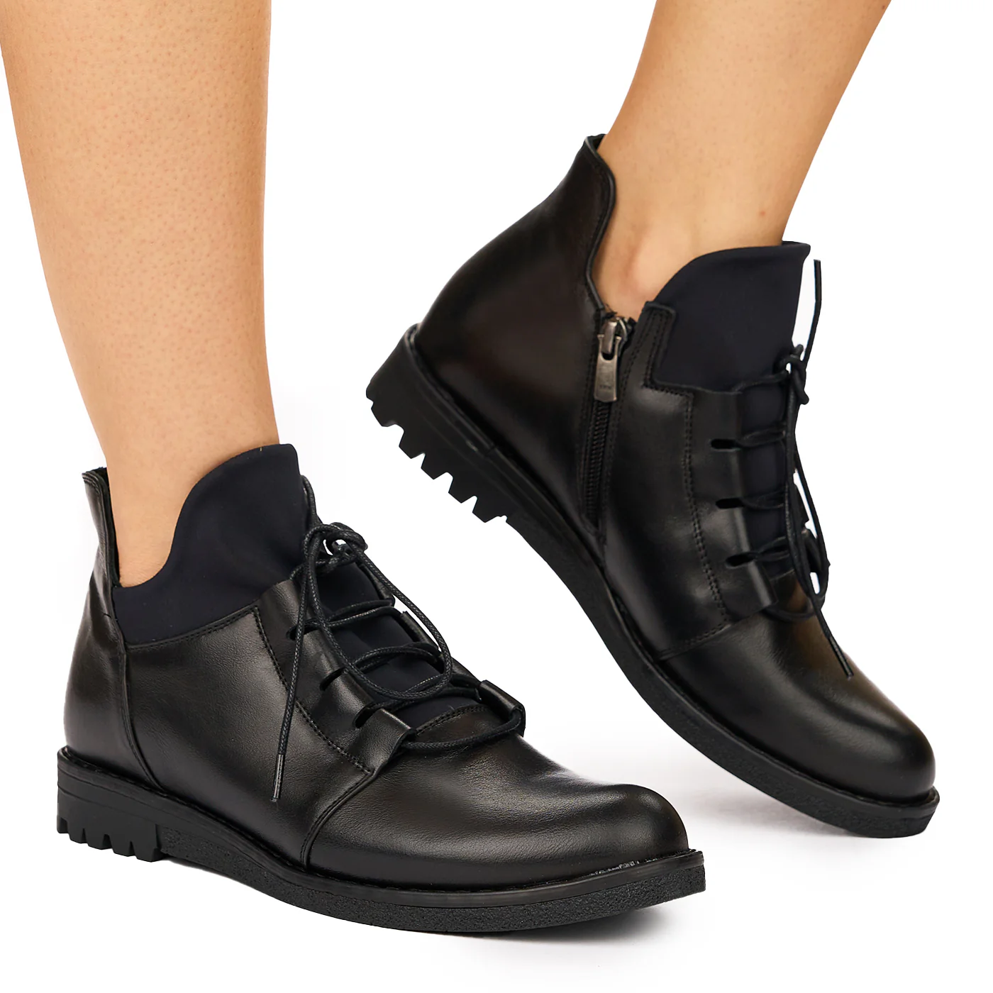 Ghete de Dama cu Blana din Piele Naturala Neagra 3905 - Image 2