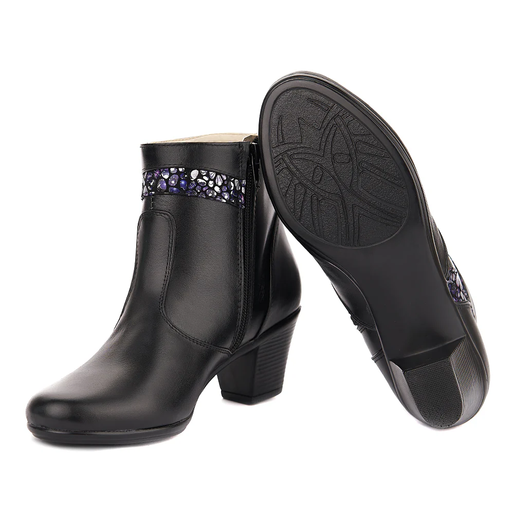 Ghete de Dama cu Toc 6 Cm din Piele Naturala Casual 12571 - Image 3