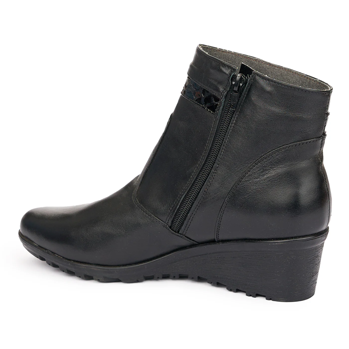 Ghete de Dama din piele Naturala Casual Negre 12056 - Image 2