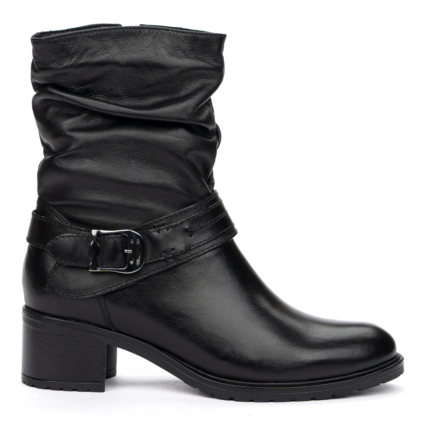 Ghete de Piele cu Toc 5 Cm Negre Casual 8475