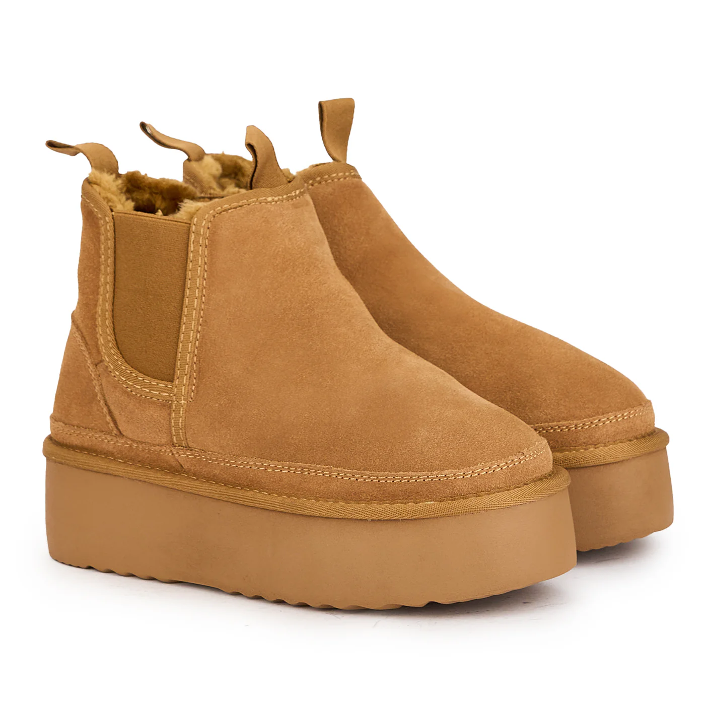 Ghete de zapada din piele naturala portocaliu-caramiziu cu platforma 5 cm 17229 - Image 4