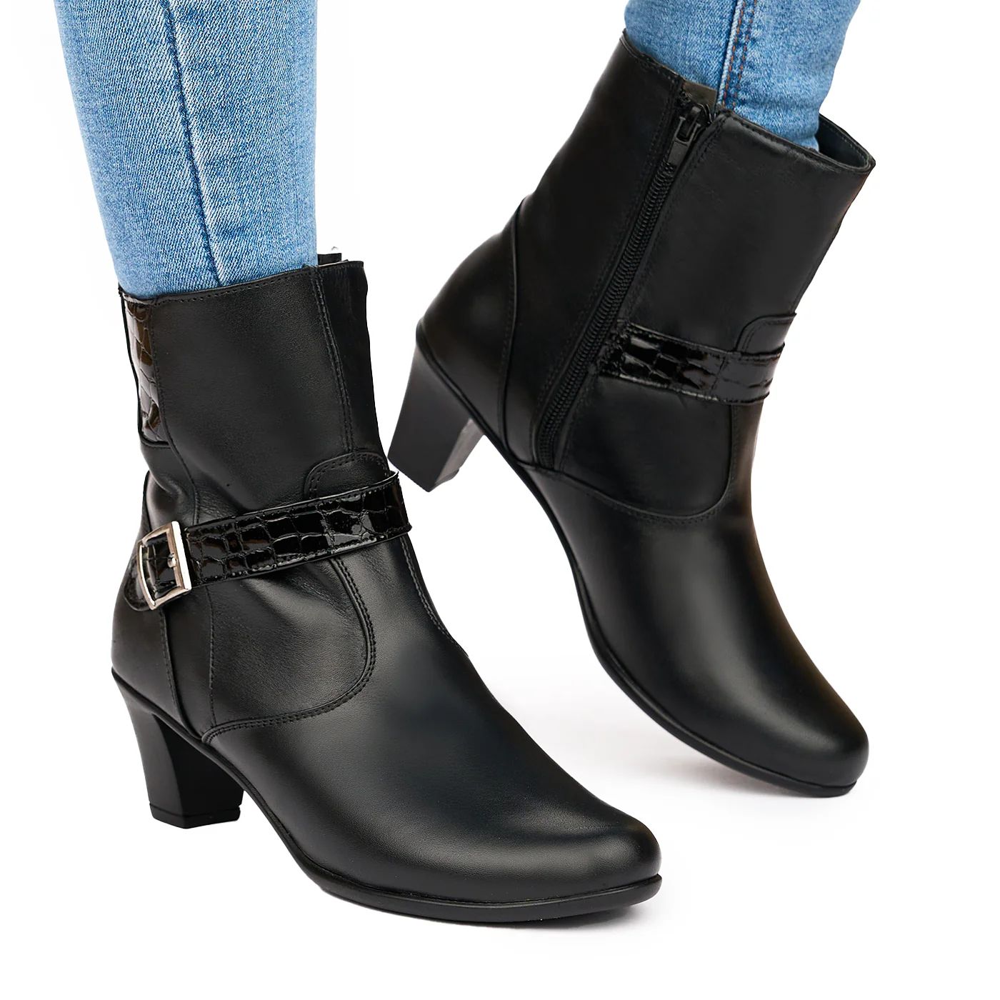 Ghete din piele naturala negre 3815 - Image 2