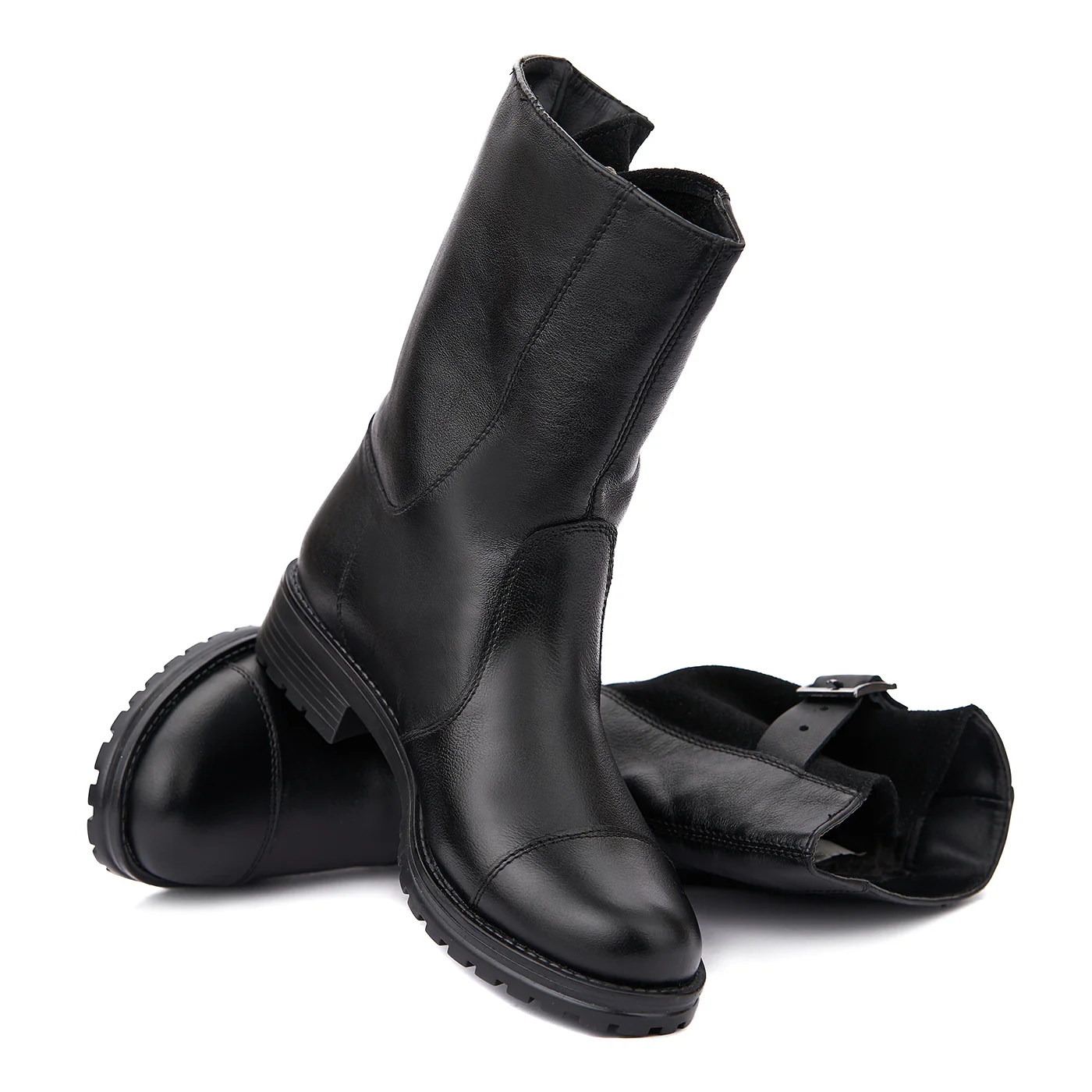 Ghete Iarna Imblanite Dama din Piele Naturala Neagra 3530 - Image 4