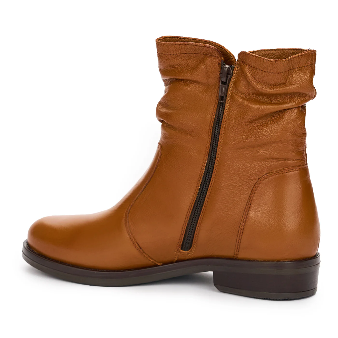 Ghete Maro din Piele Dama Casual cu Fermoar 12381 - Image 2