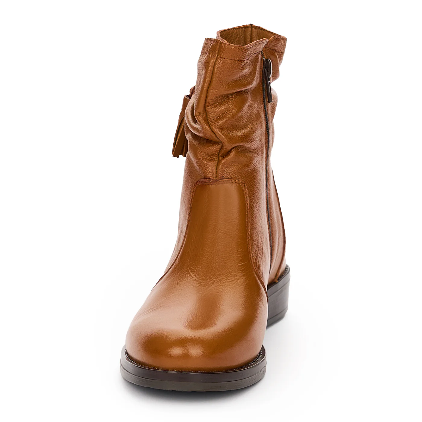 Ghete Maro din Piele Dama Casual cu Fermoar 12381 - Image 3