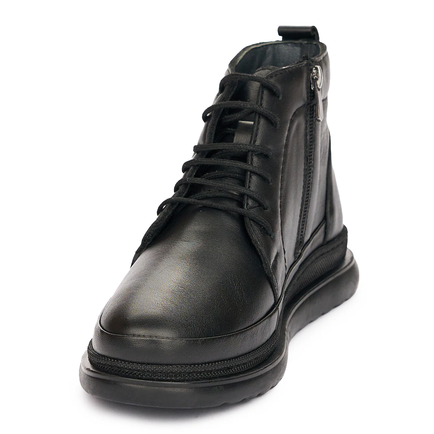 Ghete Negre cu Siret Dama din Piele Naturala Casual 10966 - Image 3