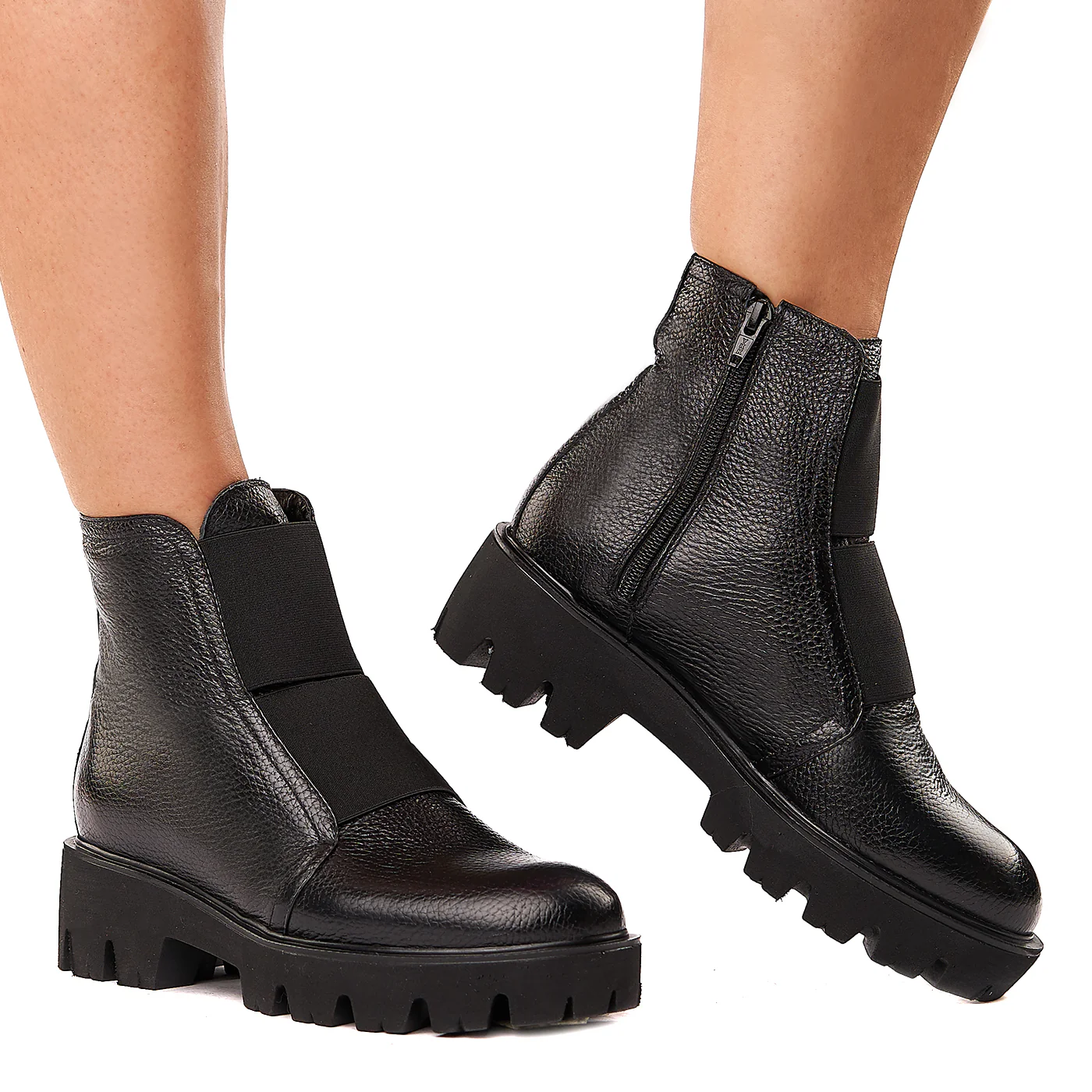 Ghete Negre Femei din Piele Naturala de Toamna-Iarna 3414 - Image 2