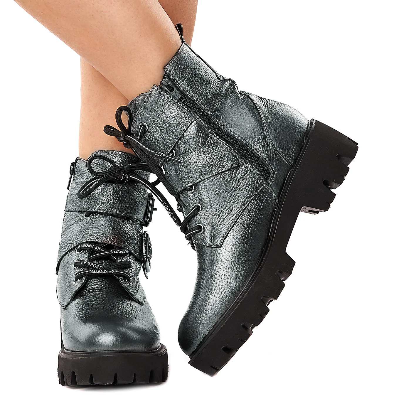 Ghete Piele Gri Sidef de Dama Toamna-Iarna 3745 - Image 3