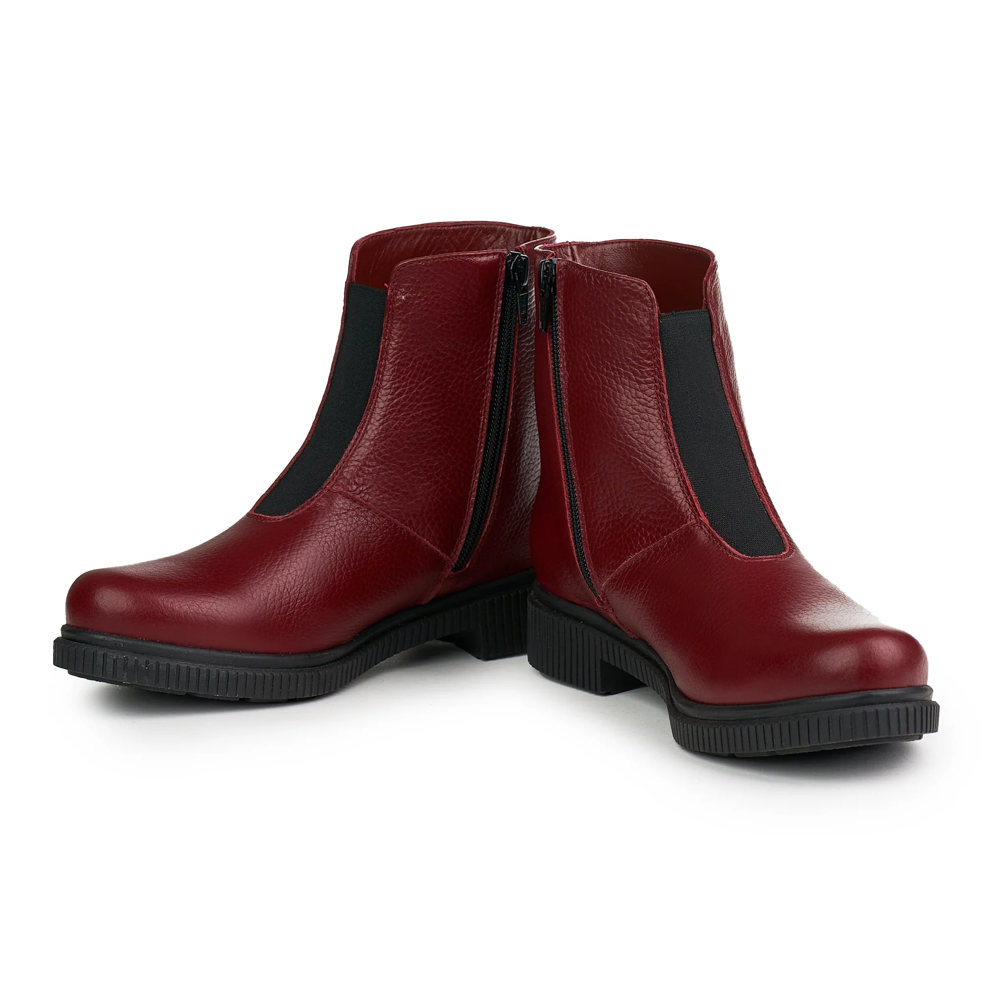 Ghete Piele Iarna Dama cu Fermoar Casual Visinii 12150 - Image 2
