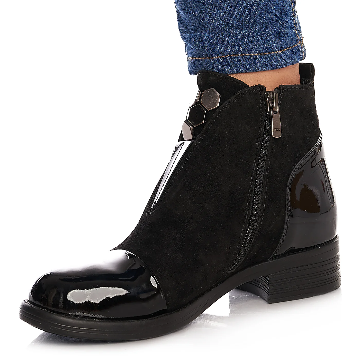 Ghete Piele Moale de Dama cu Toc 3 Cm Negre 3060 - Image 2