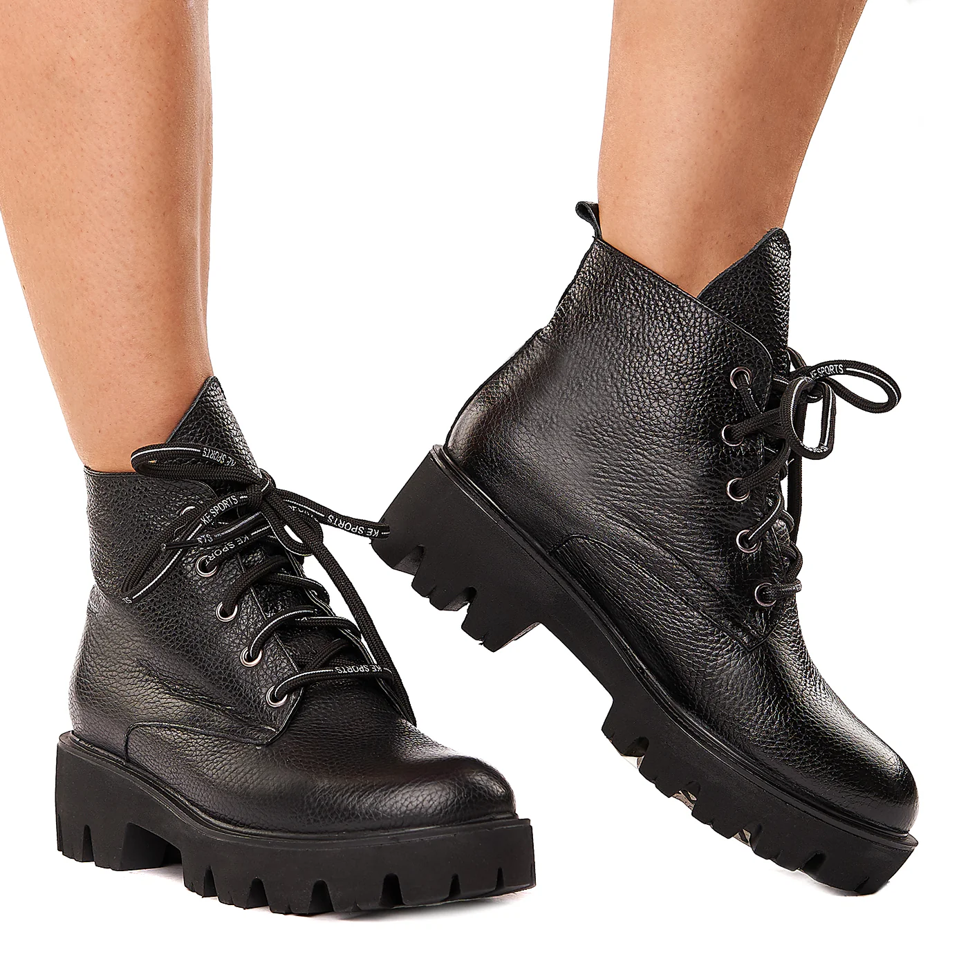 Ghete Piele Naturala Negre 3427 - Image 2