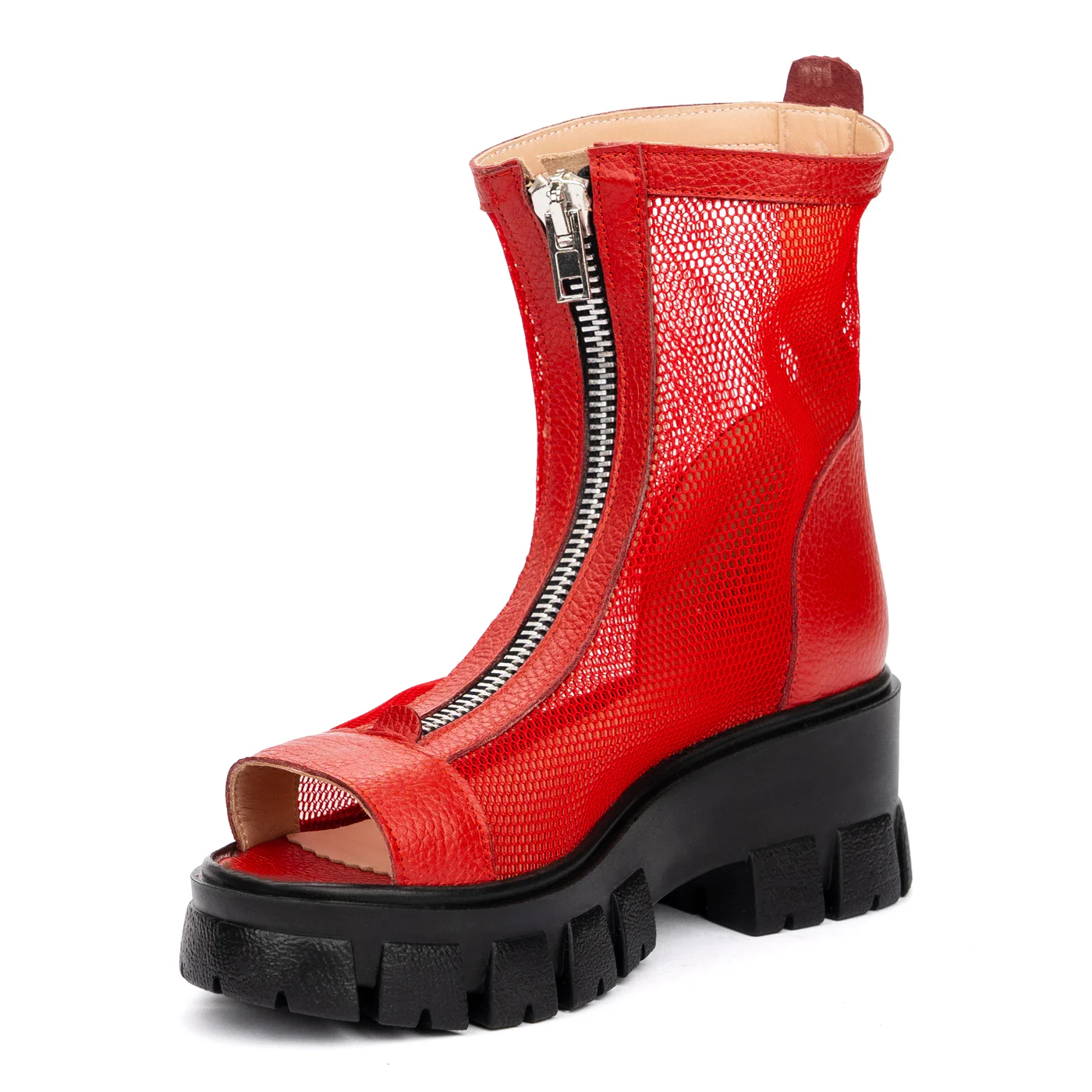 Ghete Rosii Dama din Piele Naturala 8659 - Image 4