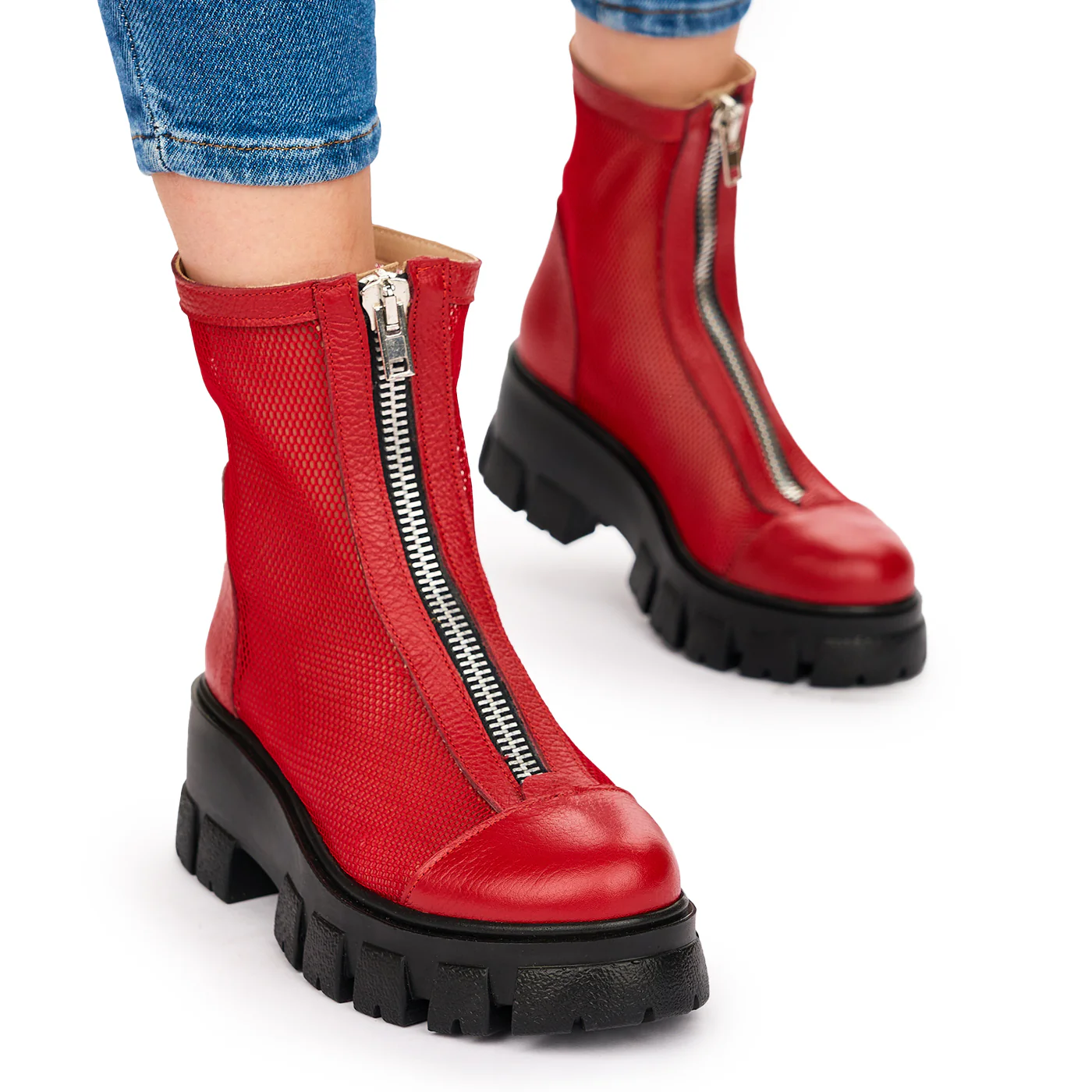Ghete Rosii Dama Piele Naturala cu Talpa 6.5 Cm Casual 10824 - Image 2