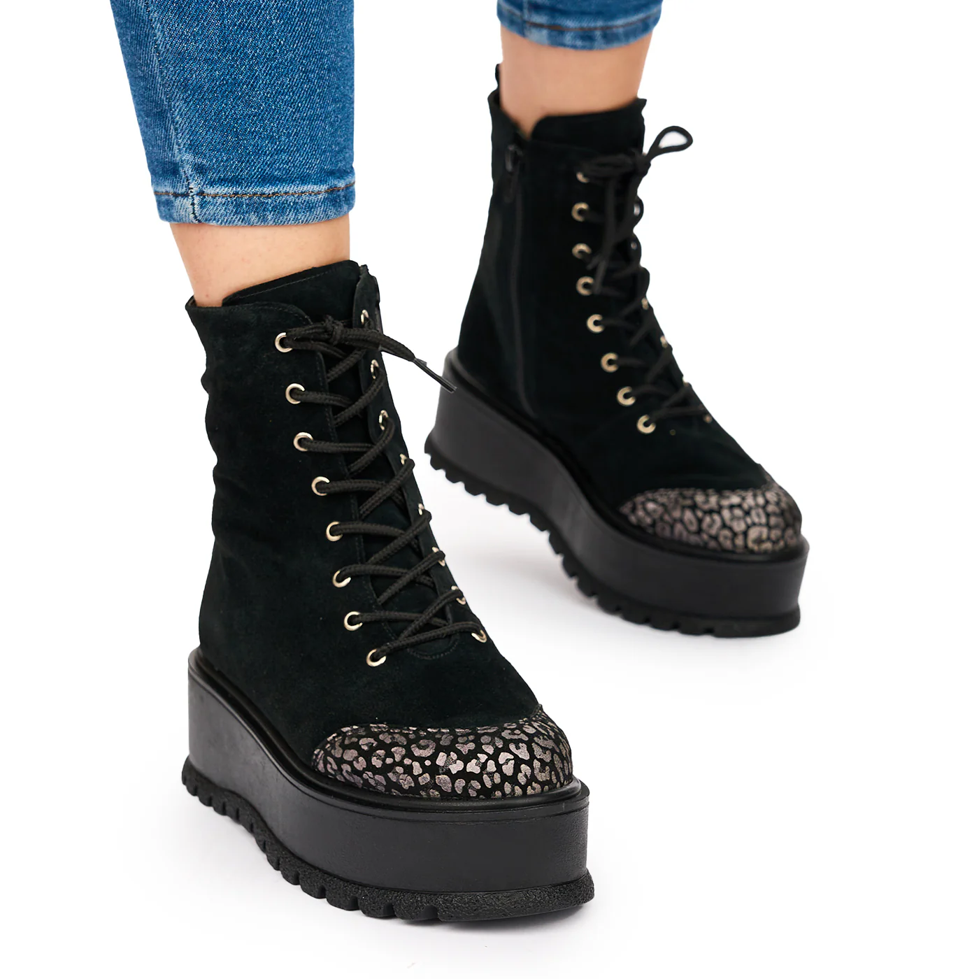 Ghete Siret Dama Talpa 5 Cm din Piele Naturala Neagra 10781 - Image 2