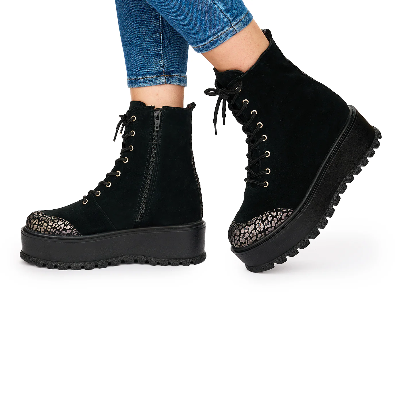 Ghete Siret Dama Talpa 5 Cm din Piele Naturala Neagra 10781 - Image 3