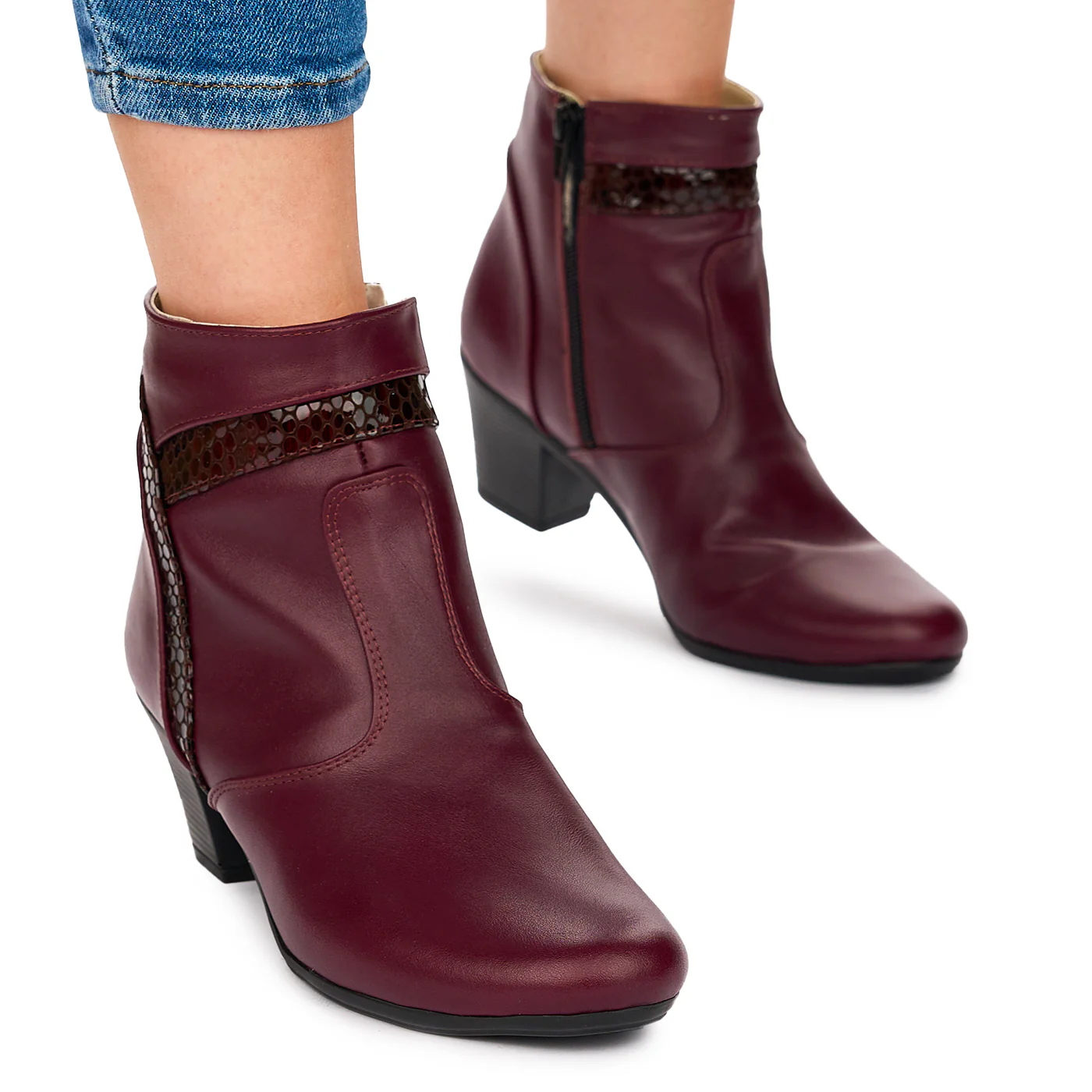 Ghete Visinii Dama Casual din Piele Naturala Toc 6 Cm 10635 - Image 2