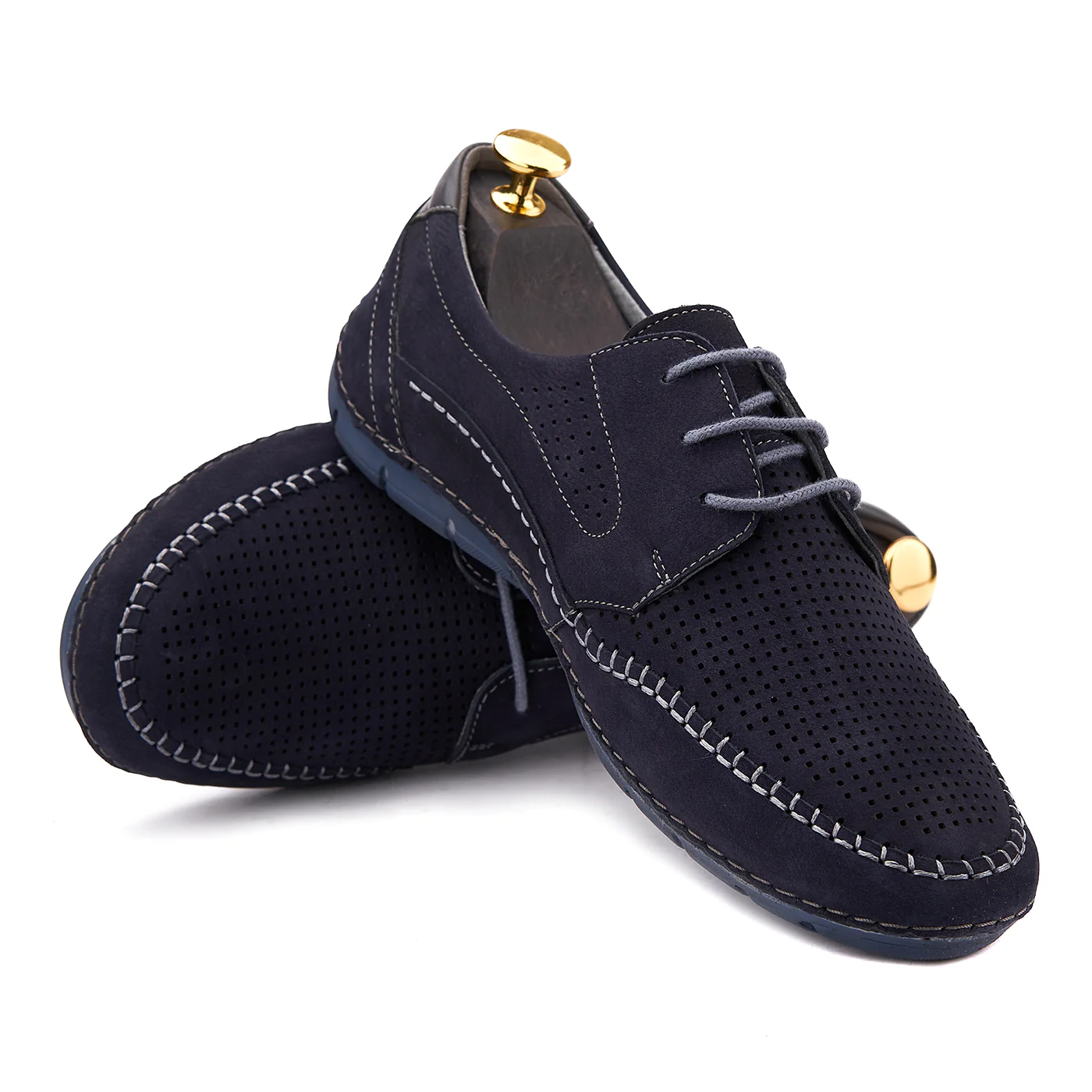 Pantofi Barbati Albastri Casual Confort din Piele Naturala 0115 - Image 4