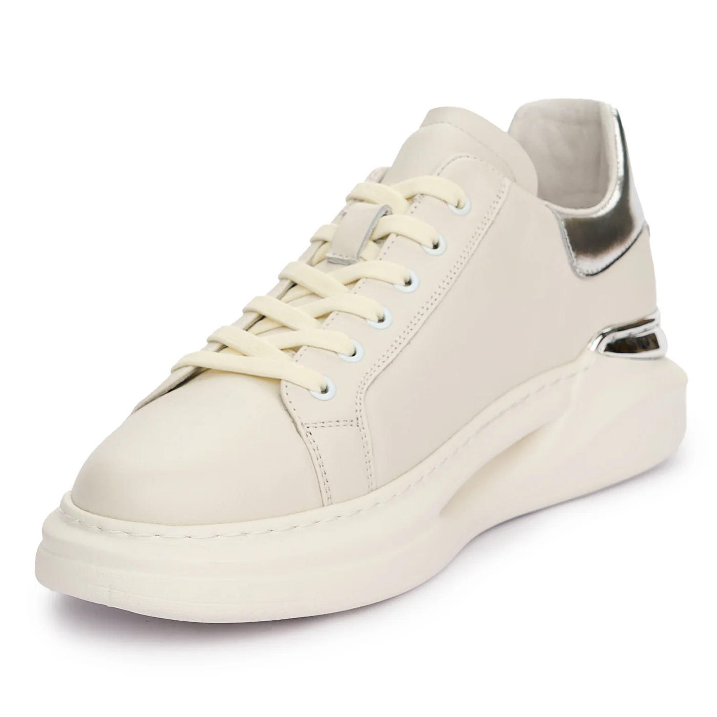 Pantofi barbati din piele naturala alba 7455 - Image 3