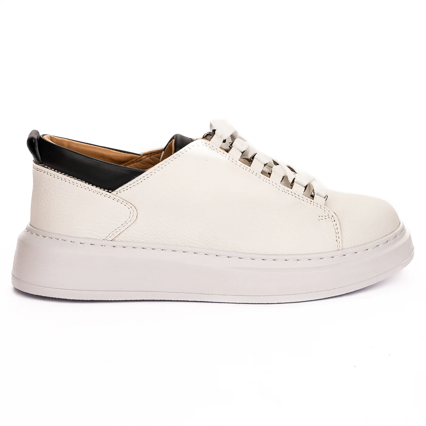 Pantofi barbati din piele naturala alba 7473