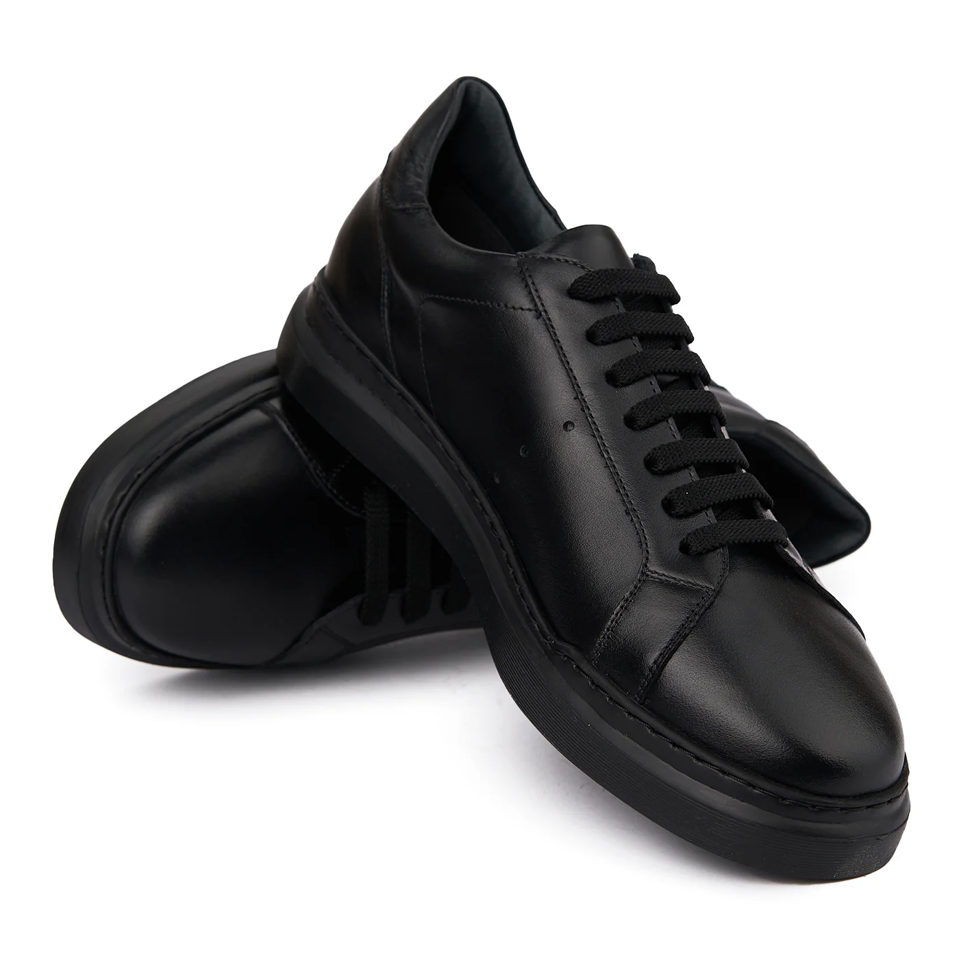 Pantofi Barbati Negrii Casual din Piele Naturala 7051 - Image 3