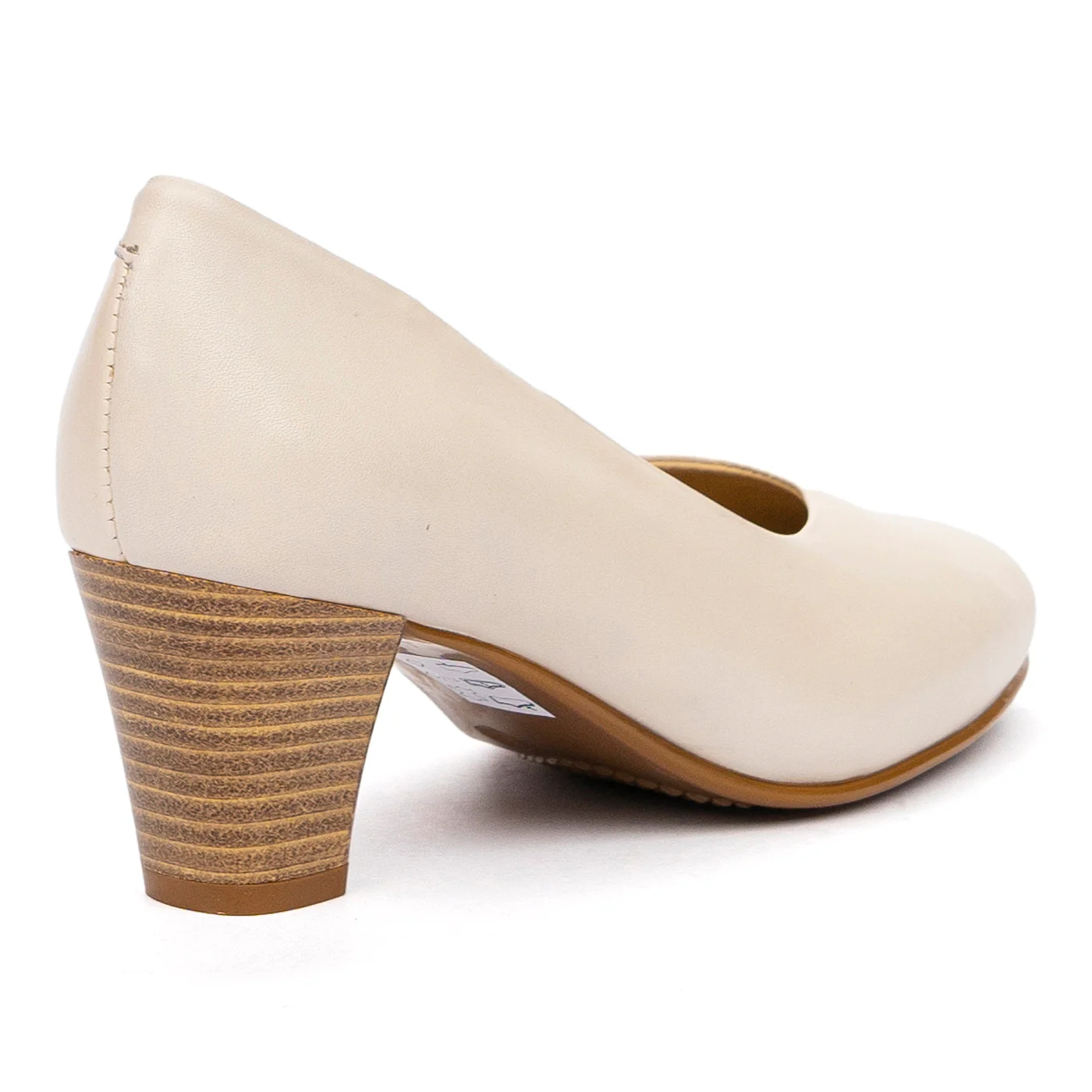 Pantofi Bej cu Toc Gros 6 Cm din Piele Naturala 9935 - Image 2