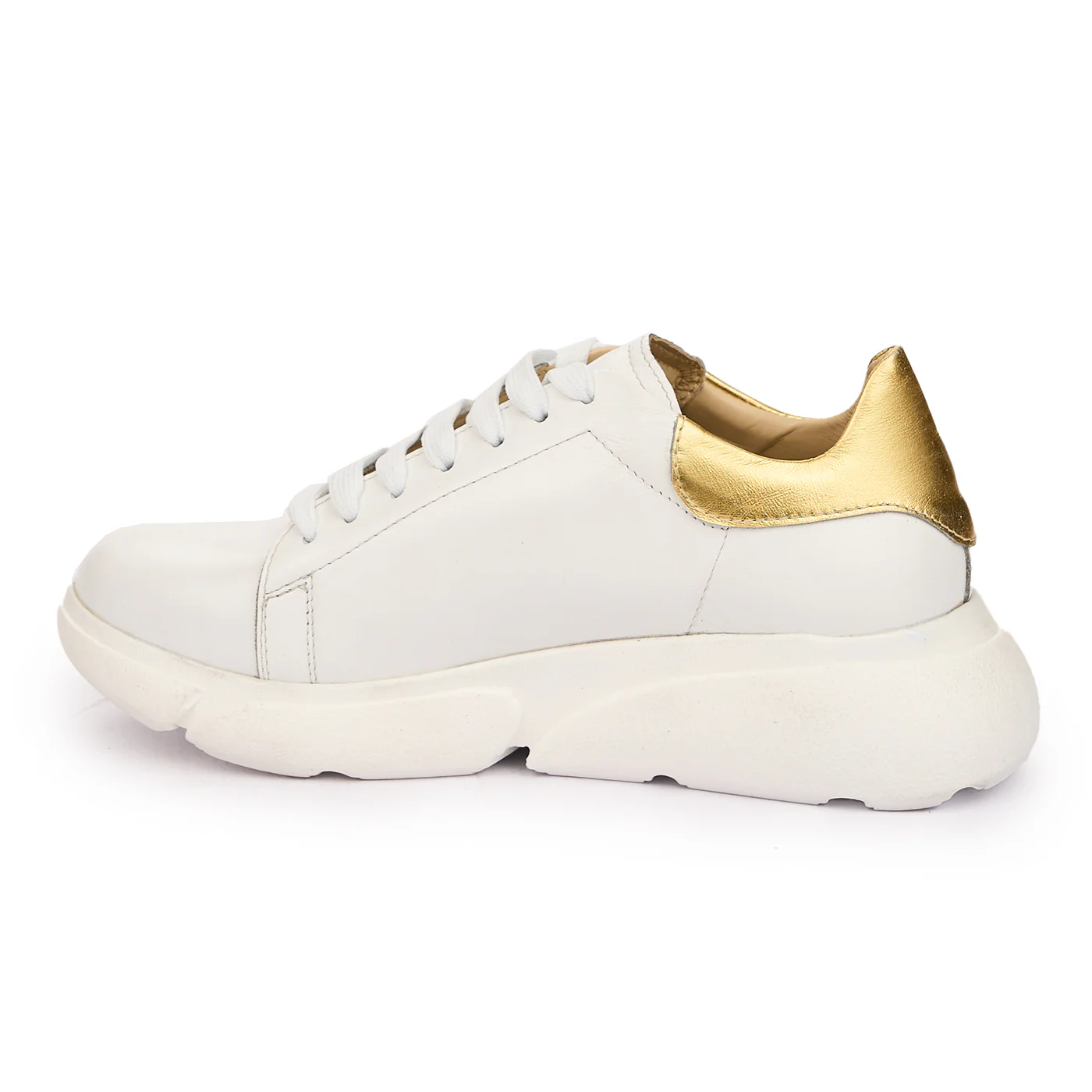 Pantofi Casual Albi Dama din Piele Naturala cu Siret 10049 - Image 3