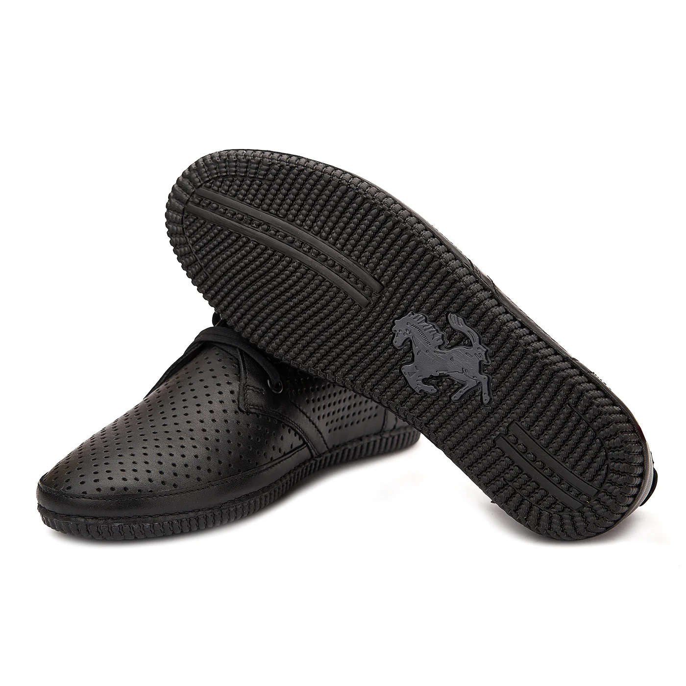 Pantofi Casual Barbati Negri din Piele Naturala Perforata 0162 - Image 3