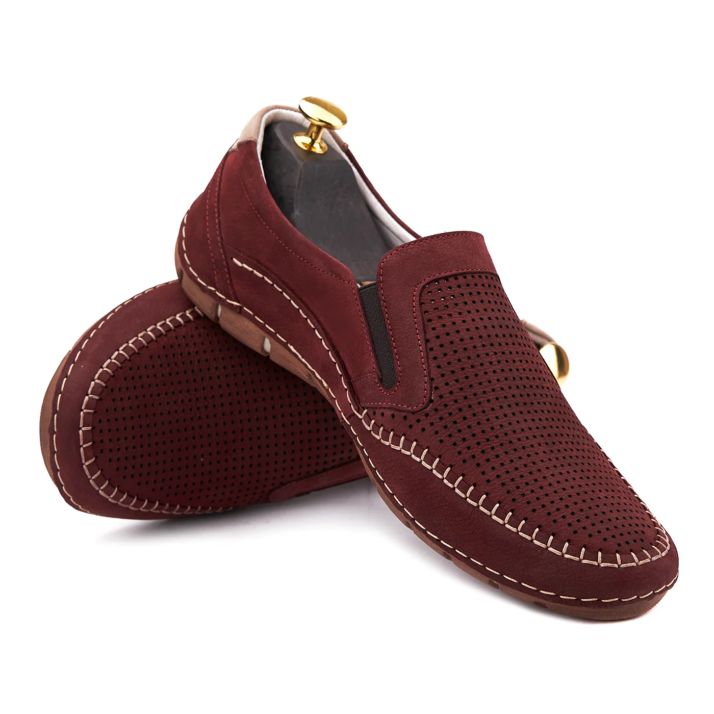 Pantofi Casual Barbati Piele Intoarsa Grena 0112 - Image 4
