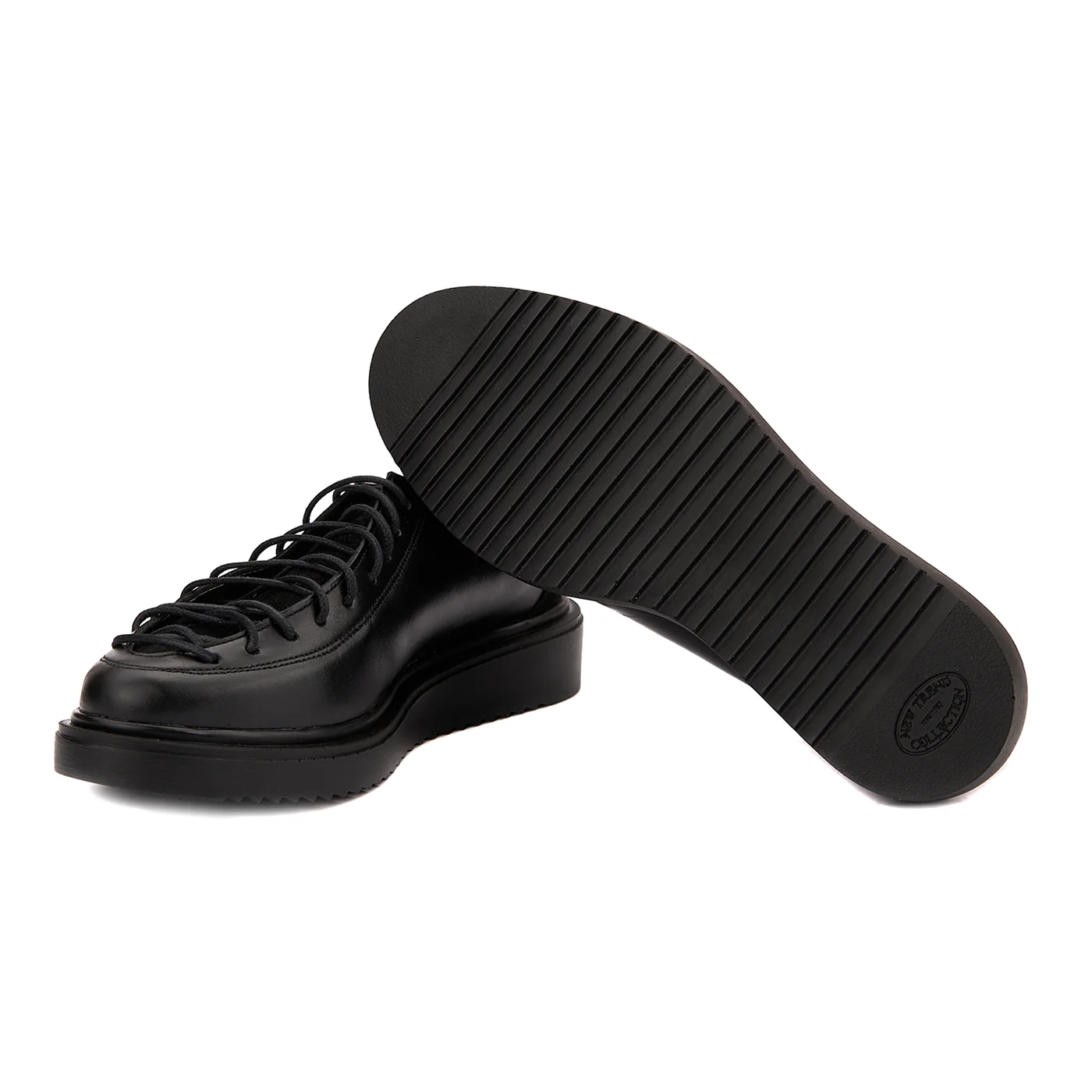 Pantofi Casual cu Siret pana in Varf din Piele Naturala Neagra 1444 - Image 3