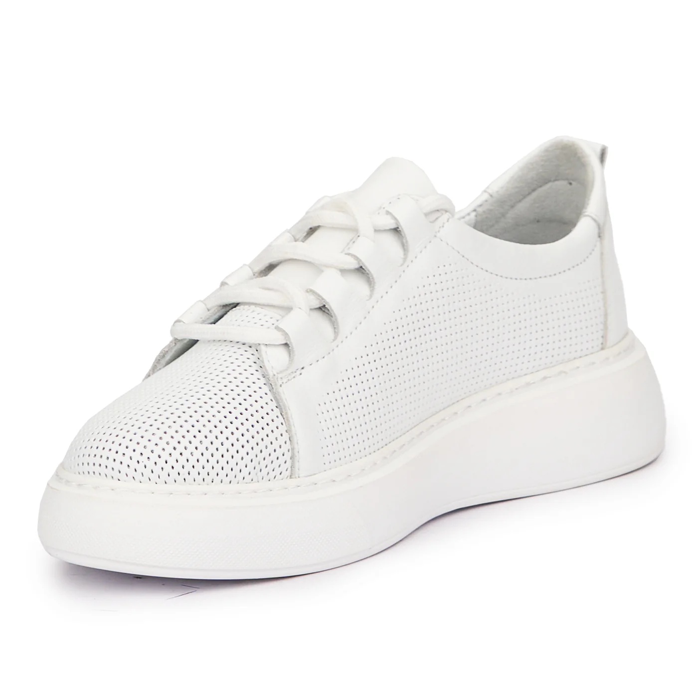 Pantofi casual dama din piele naturala alba 14459 - Image 3