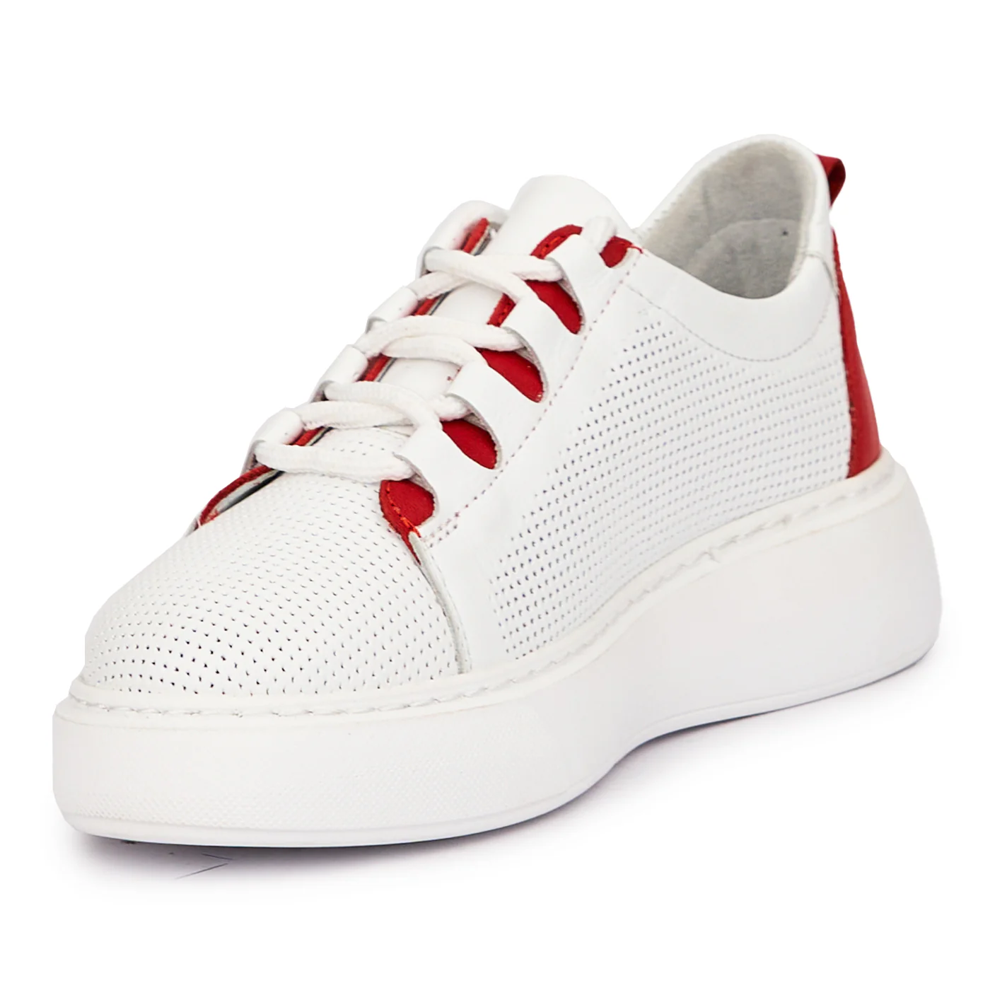 Pantofi casual dama din piele naturala alba 14460 - Image 3