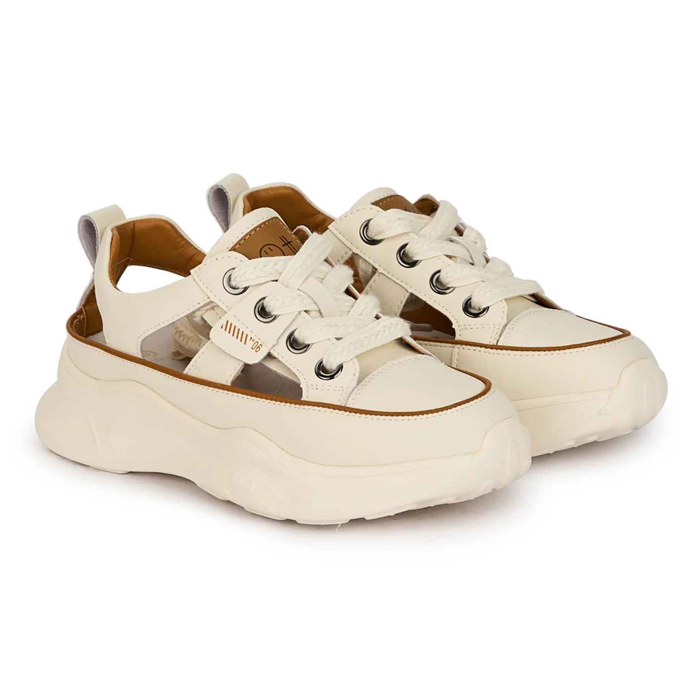 Pantofi casual dama din piele naturala alba decupati lateral 18246 - Image 5