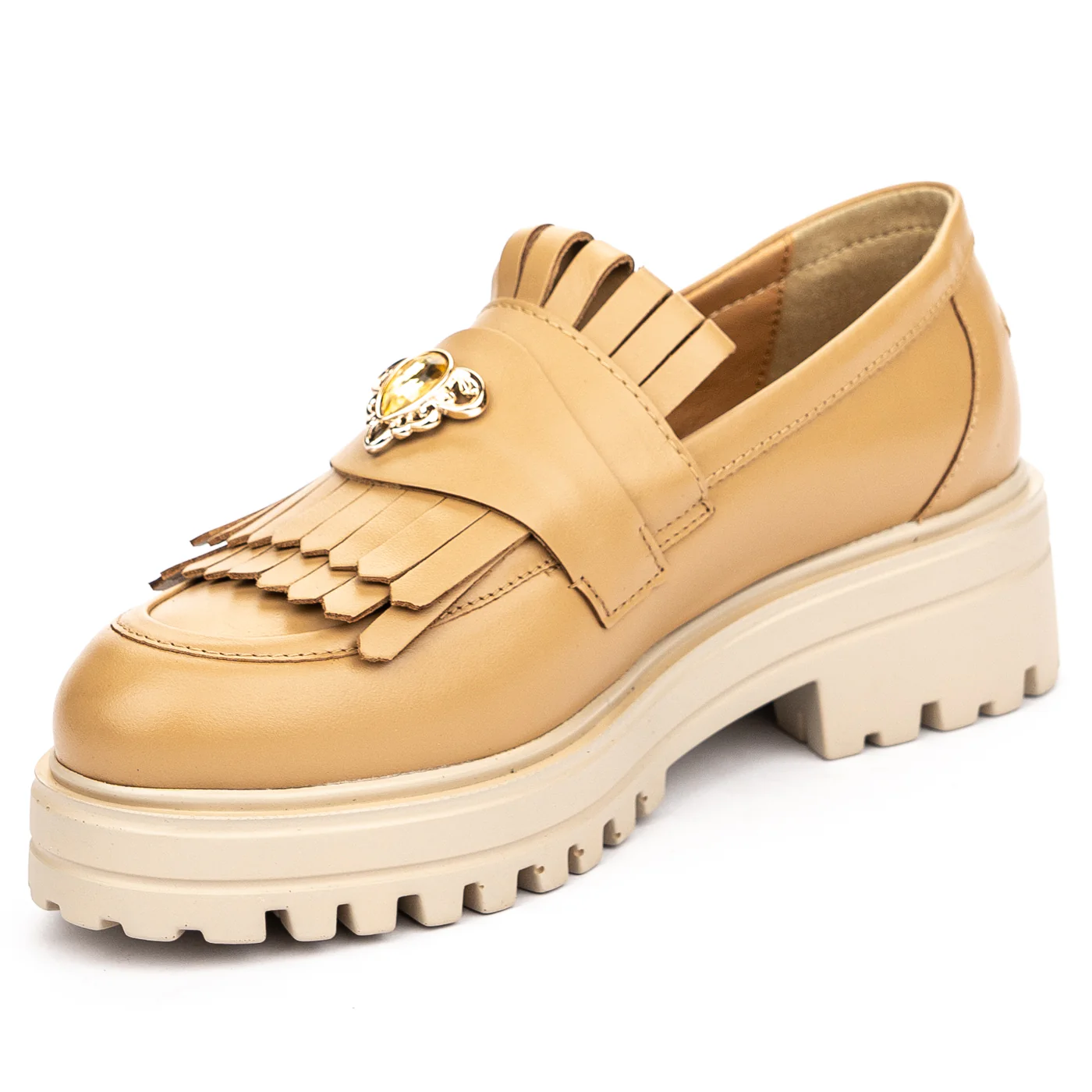 Pantofi casual dama din piele naturala bej 13131 - Image 3