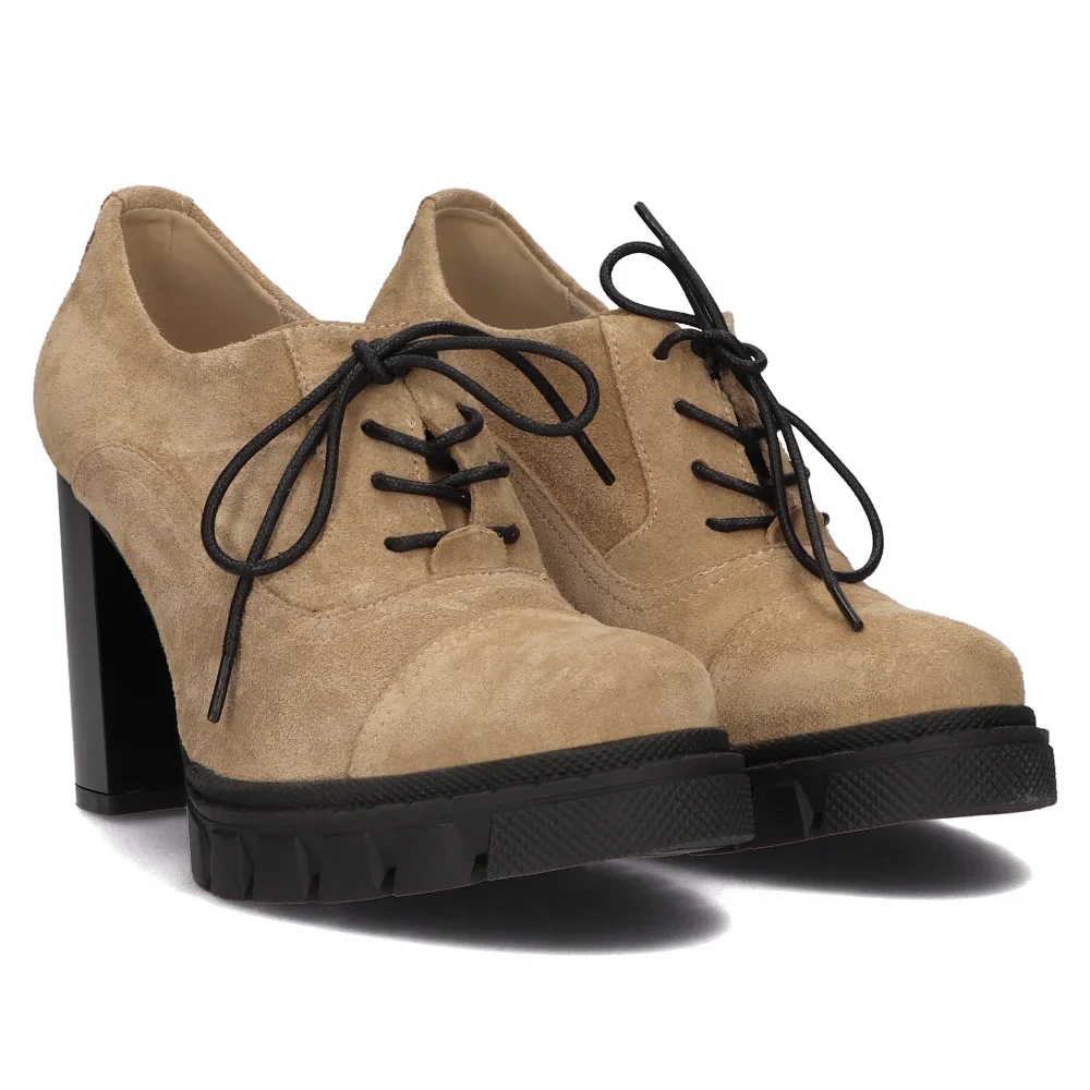 Pantofi casual dama din piele naturala bej 14528 - Image 4