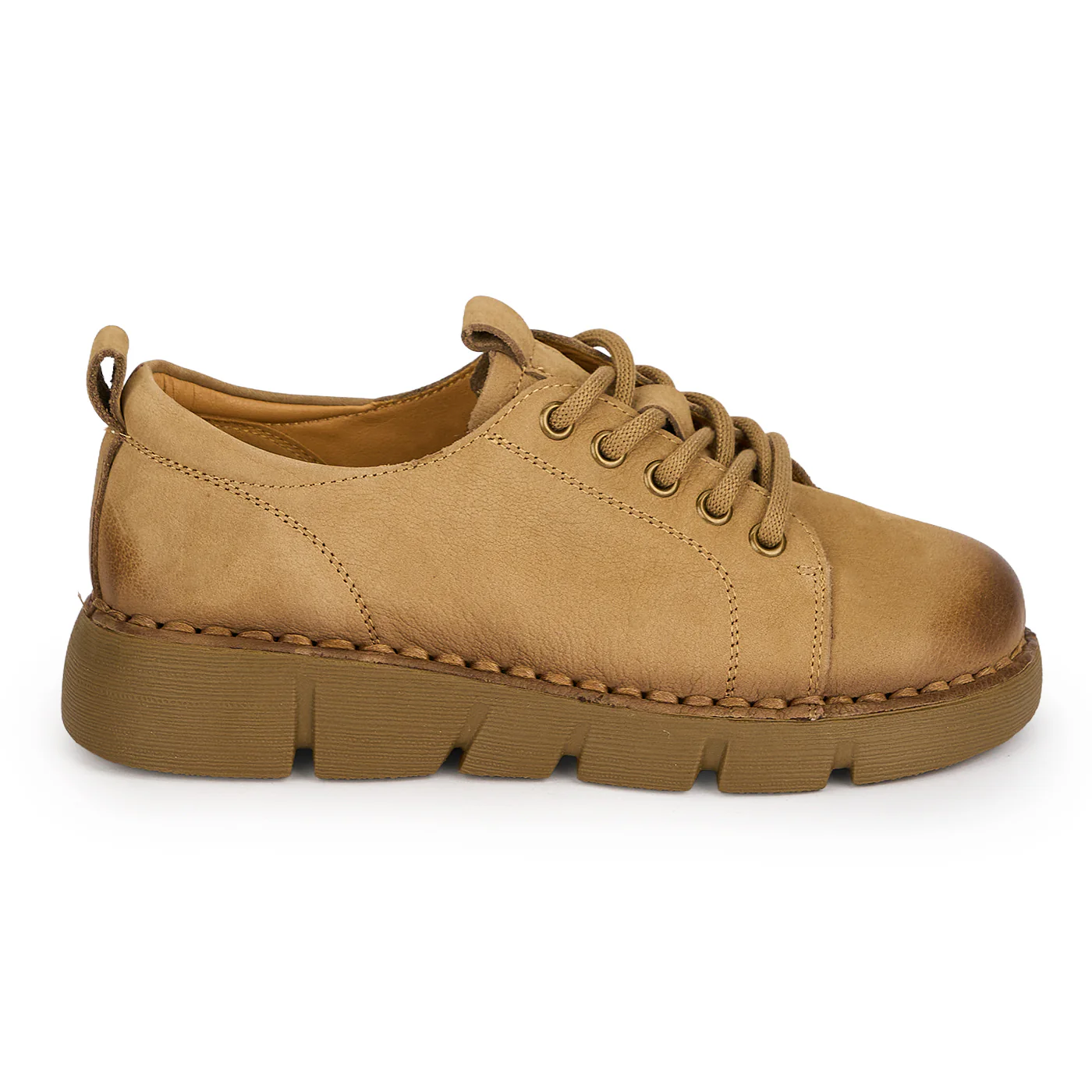 Pantofi casual dama din piele naturala bej 19525