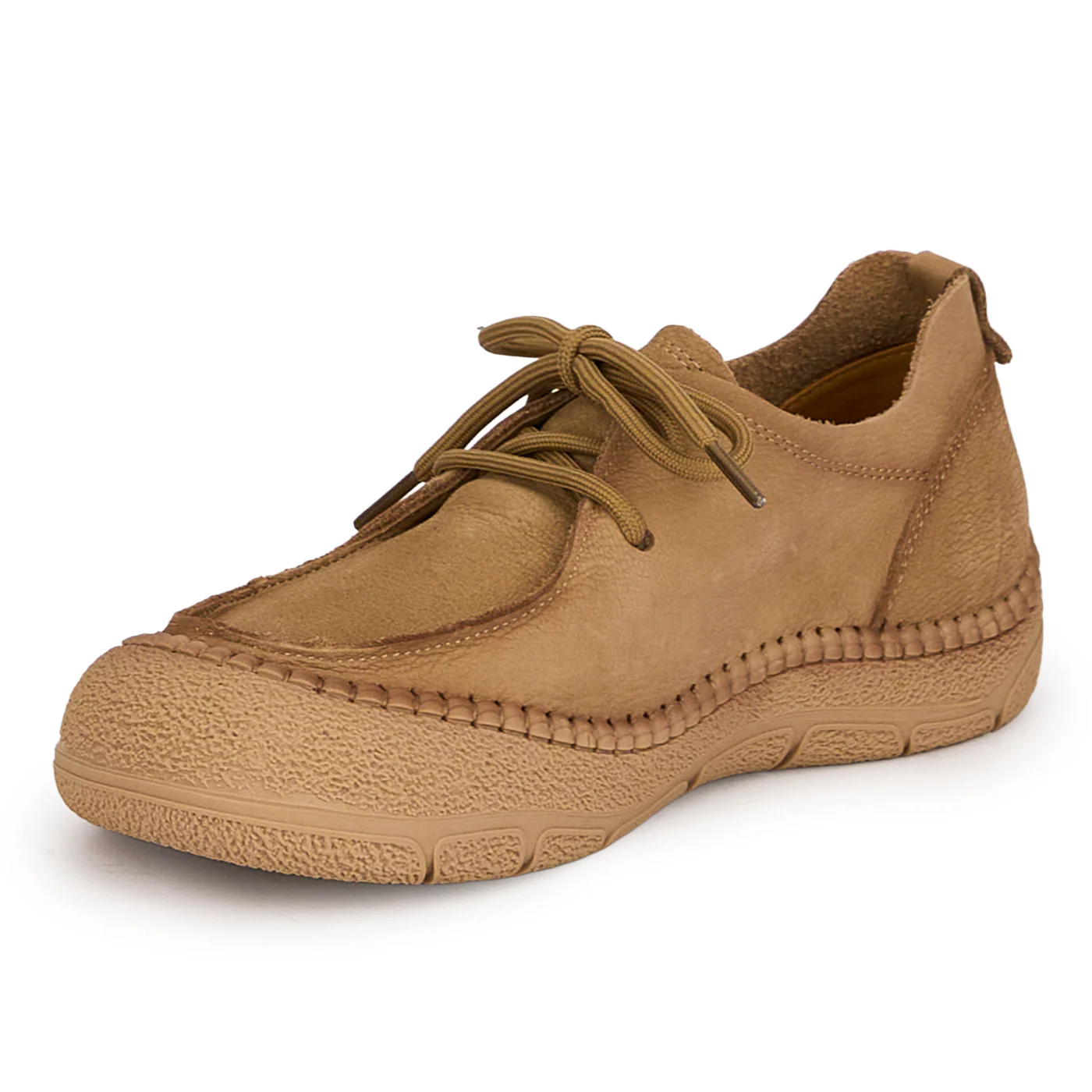 Pantofi casual dama din piele naturala bej cu siret 18727 - Image 3