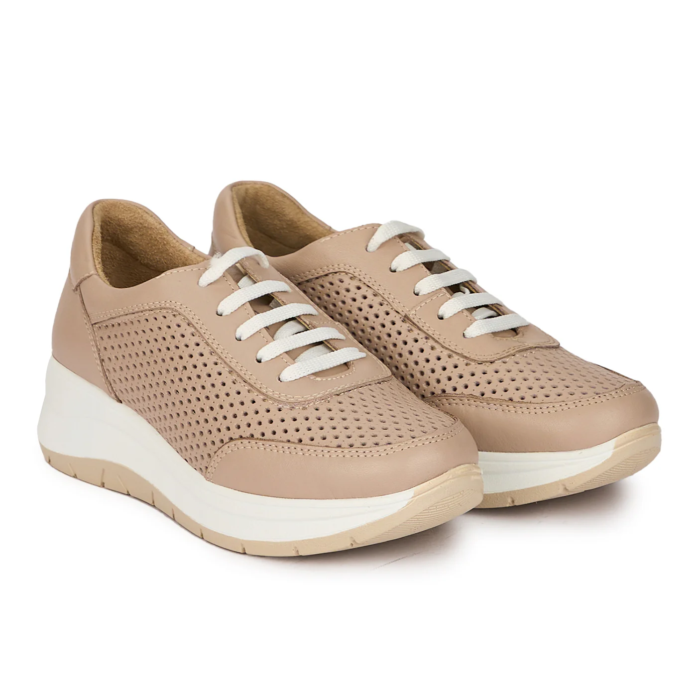 Pantofi casual dama din piele naturala crem 18007 - Image 4