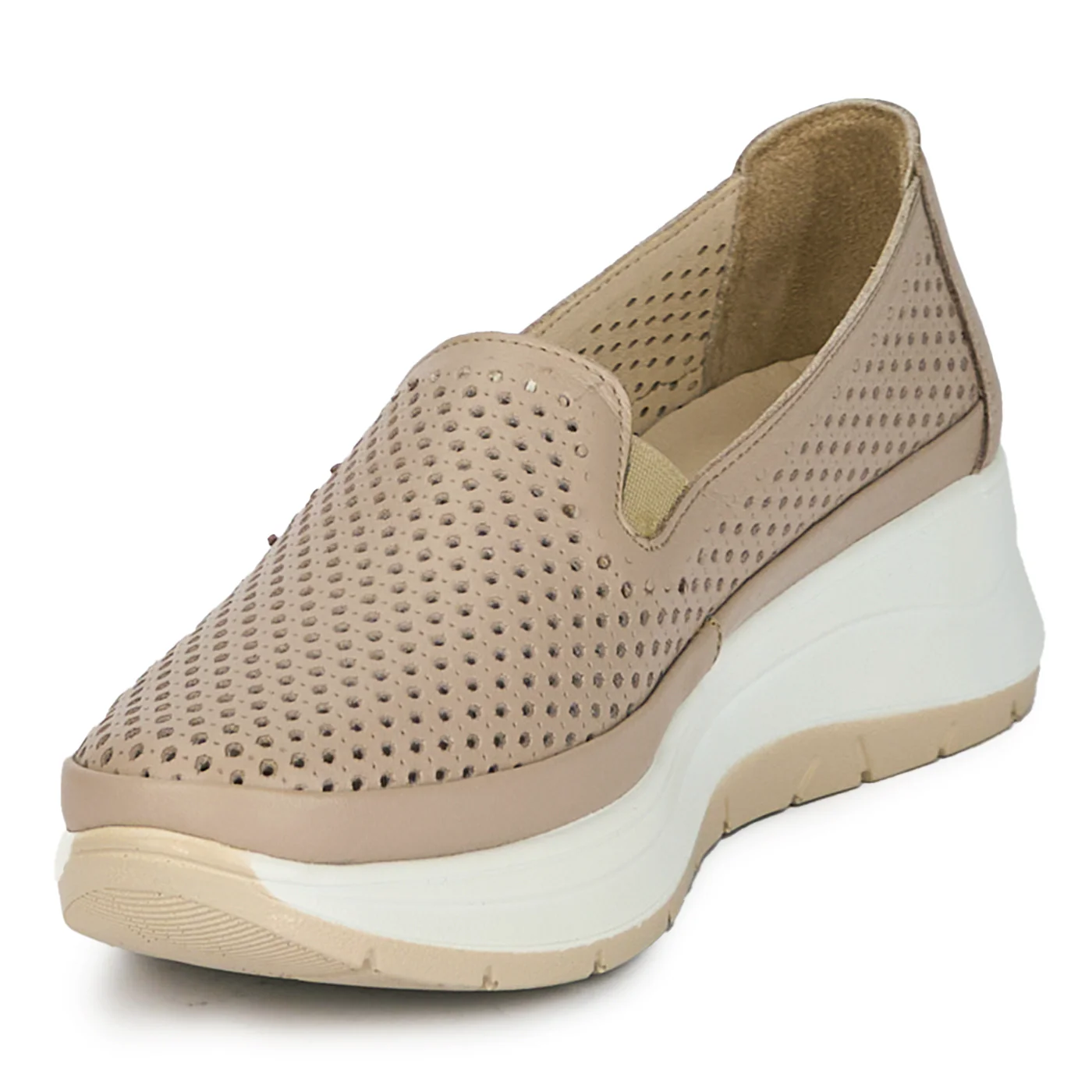 Pantofi casual dama din piele naturala crem 18016 - Image 3