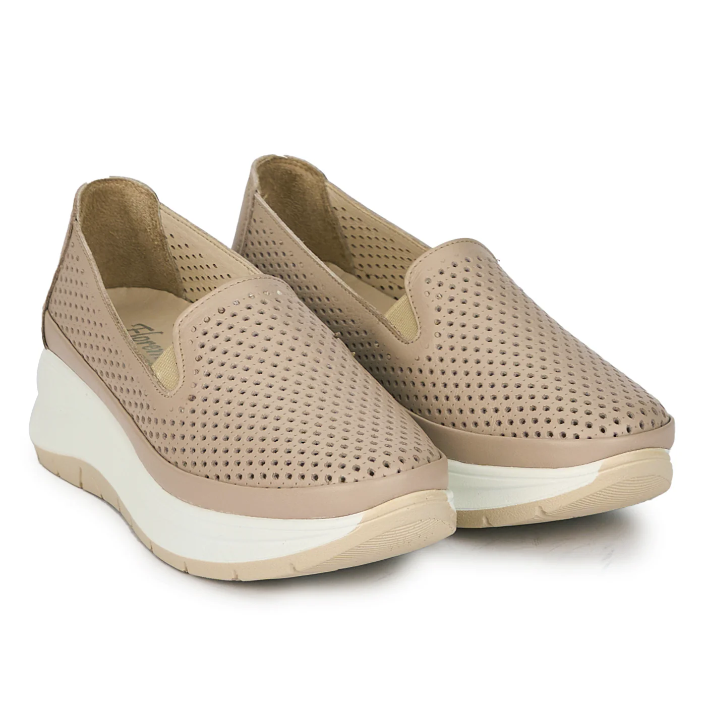 Pantofi casual dama din piele naturala crem 18016 - Image 4