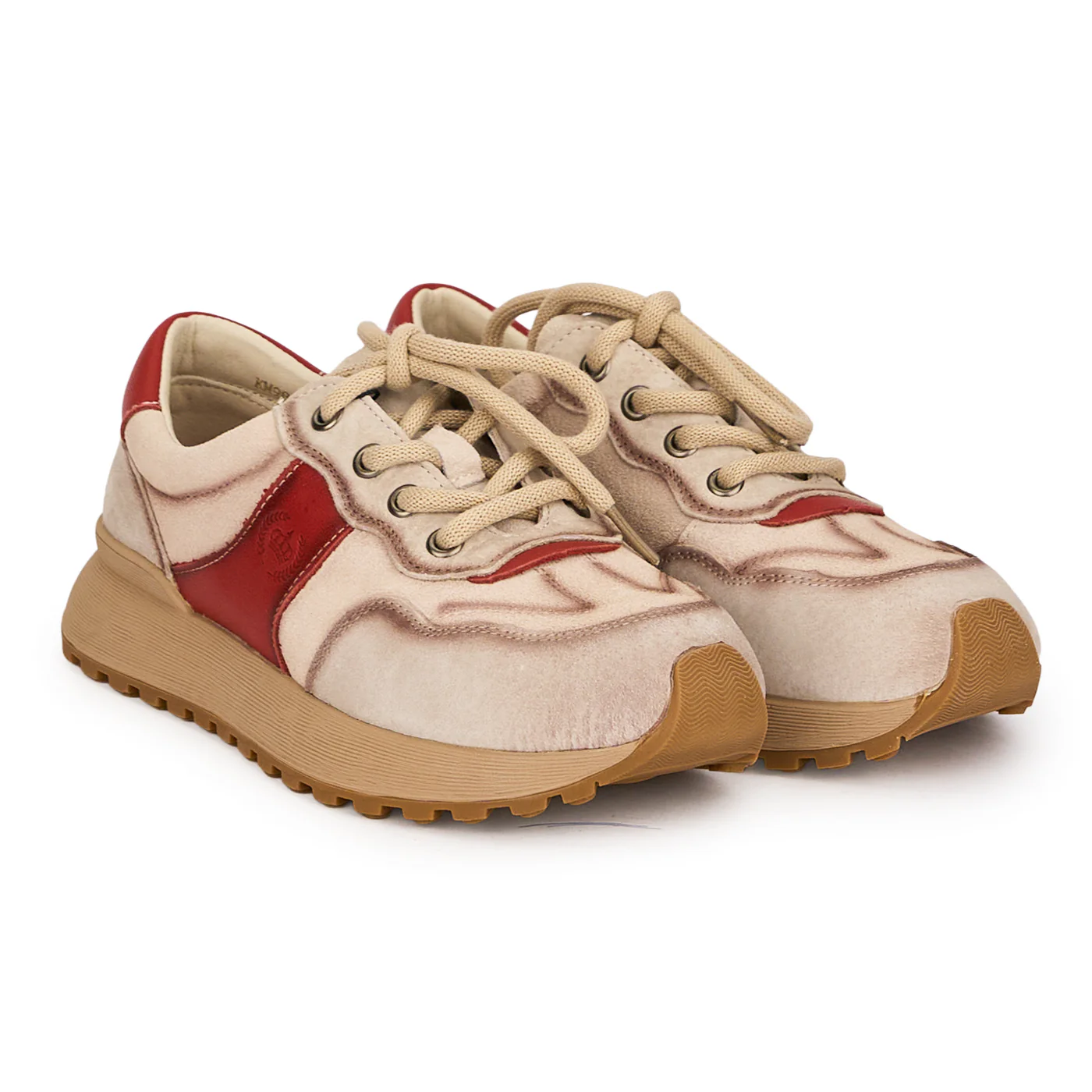 Pantofi casual dama din piele naturala crem cu siret 18745 - Image 4