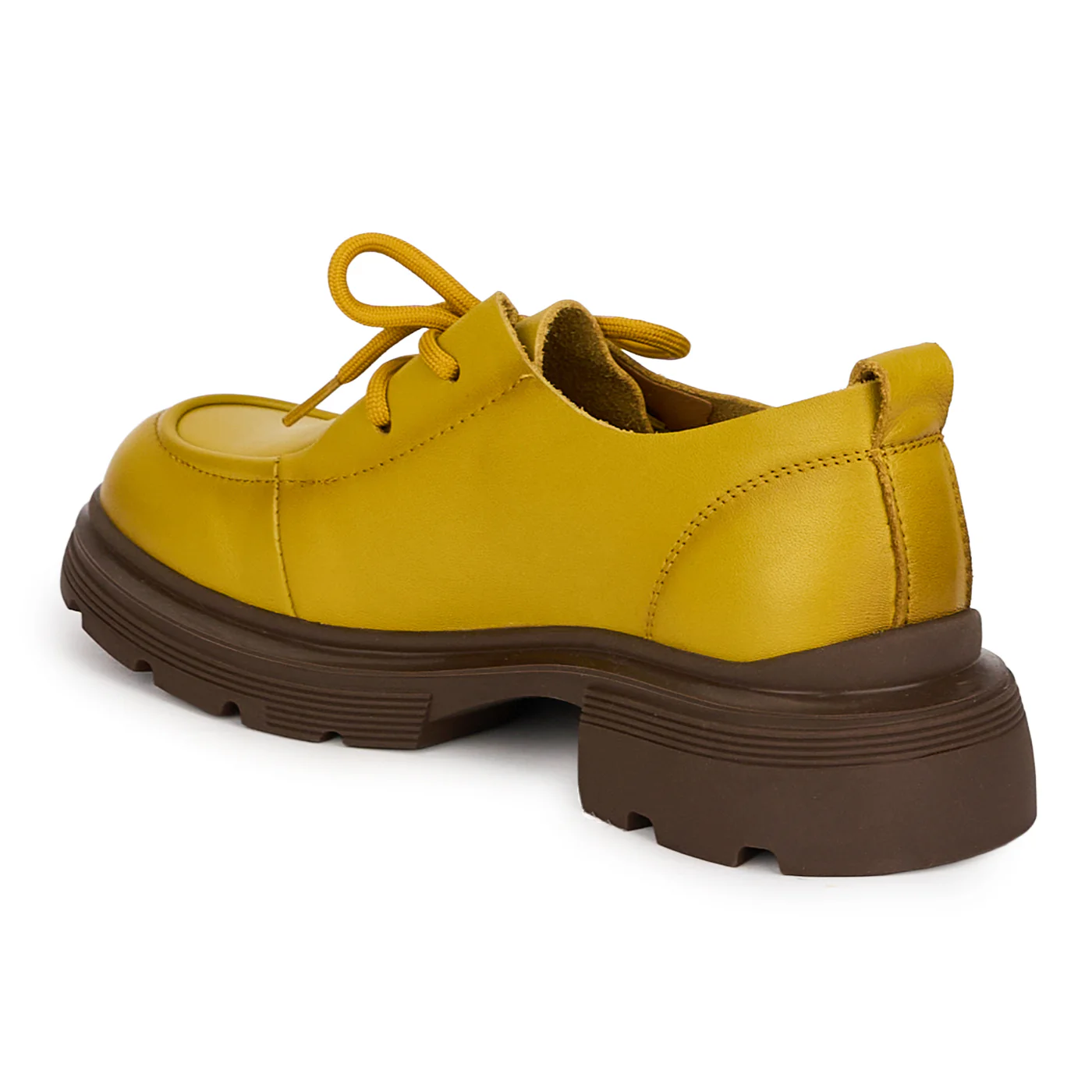 Pantofi casual dama din piele naturala galbena cu siret 18732 - Image 2