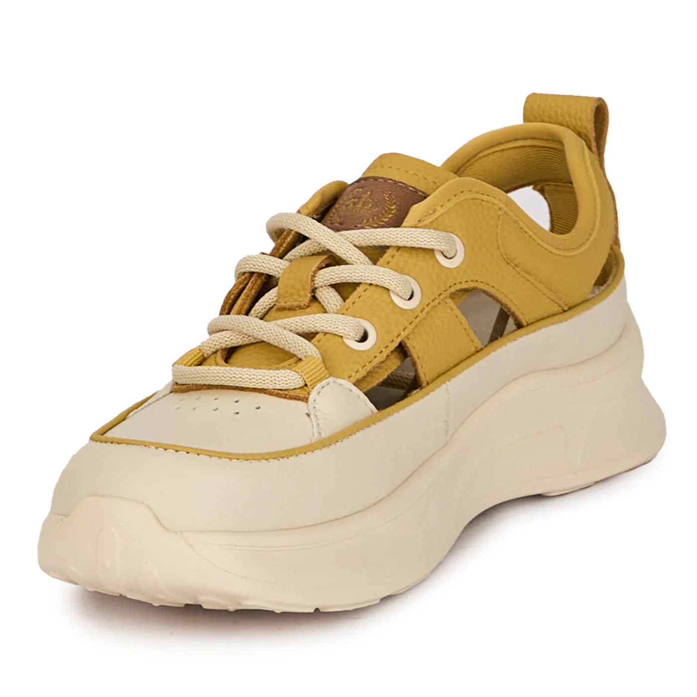 Pantofi casual dama din piele naturala galbena decupati lateral 18244 - Image 3