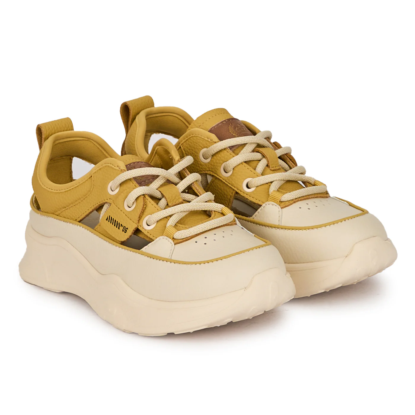 Pantofi casual dama din piele naturala galbena decupati lateral 18244 - Image 4
